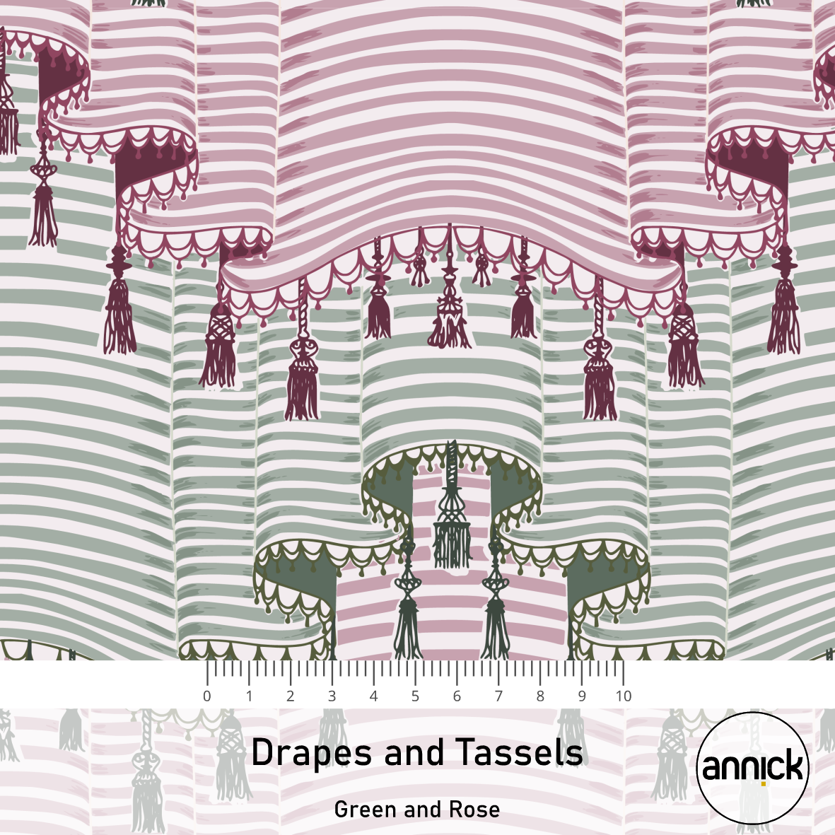 Bio Stoff - Drapes And Tassels green, pink