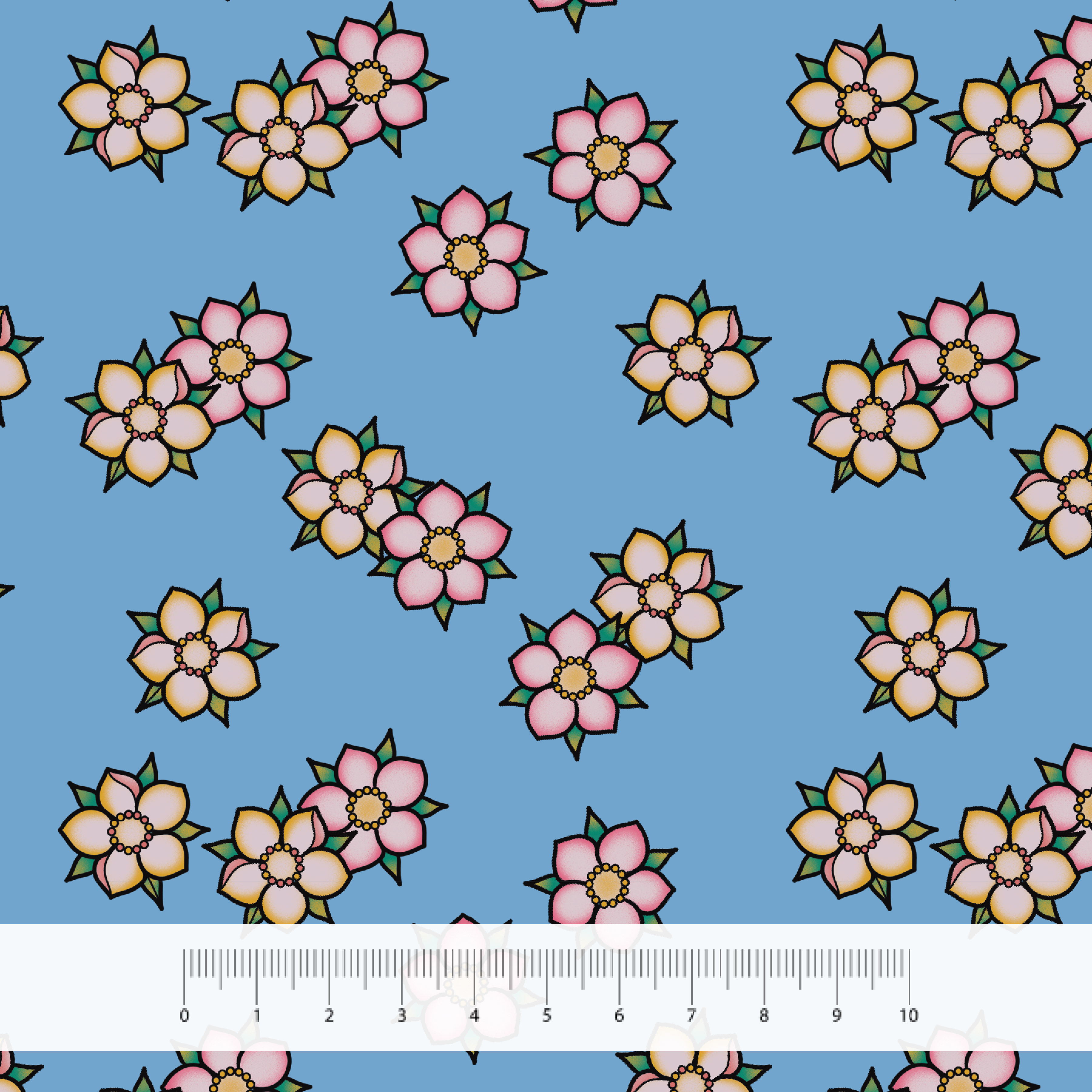 Bio Summersweat Stoff  - Blossom Blue - AmesDefinitelyOdd, blau, kariert, Floral & Blumen Breite 150 cm