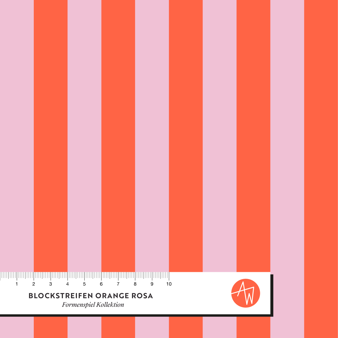 Bio Stoff - Formenspiel Blockstreifen Orange Rosa von Alexandra Weise in orange