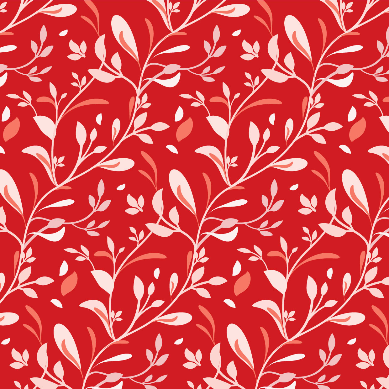 Bio Webware Stoff  -  Kletterkünstler  - EviRoiderDesign, rot, Blätter & Ranken, 100% Bio-Baumwolle