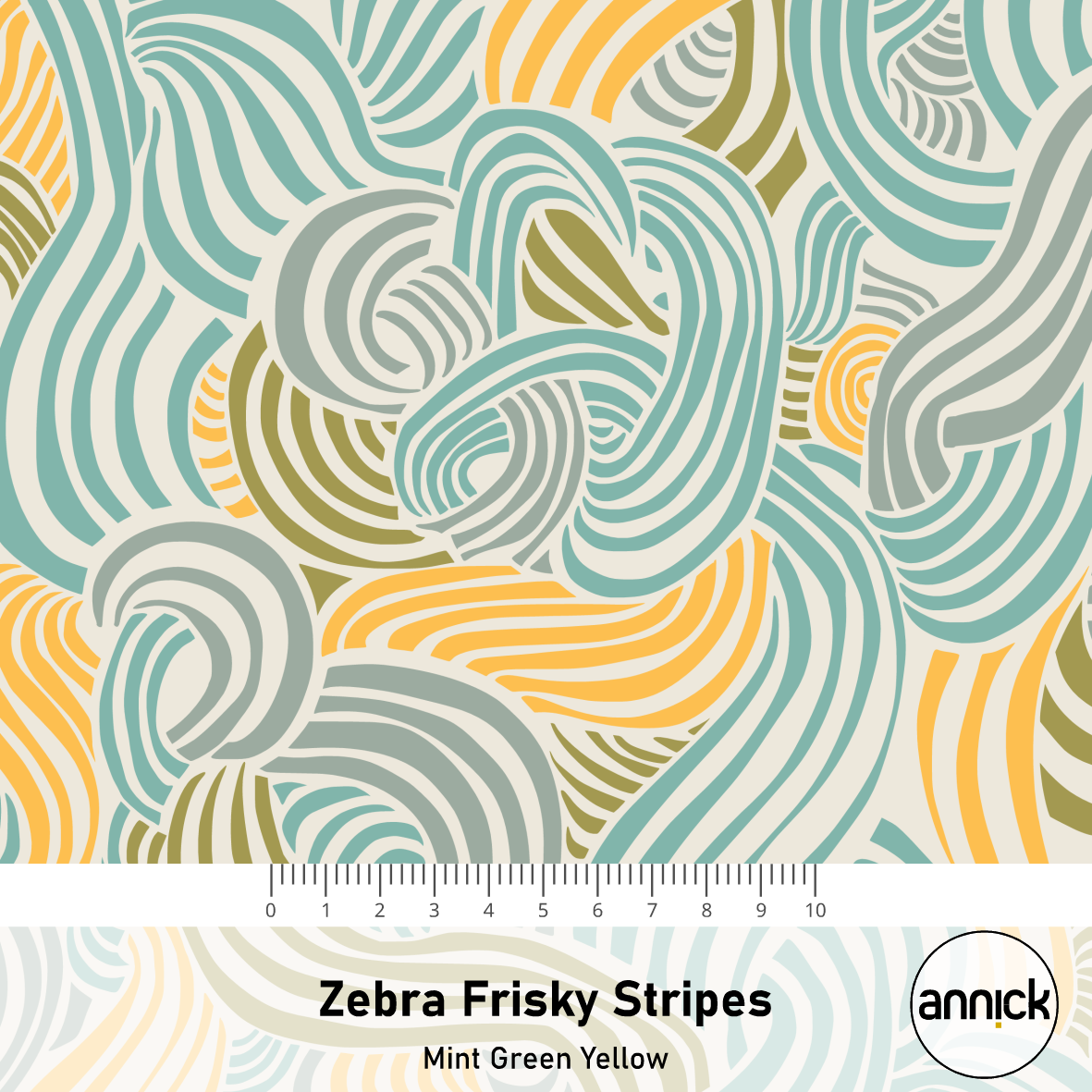Scuba Stoff  -  Zebra Frisky Stripes mint, gelb