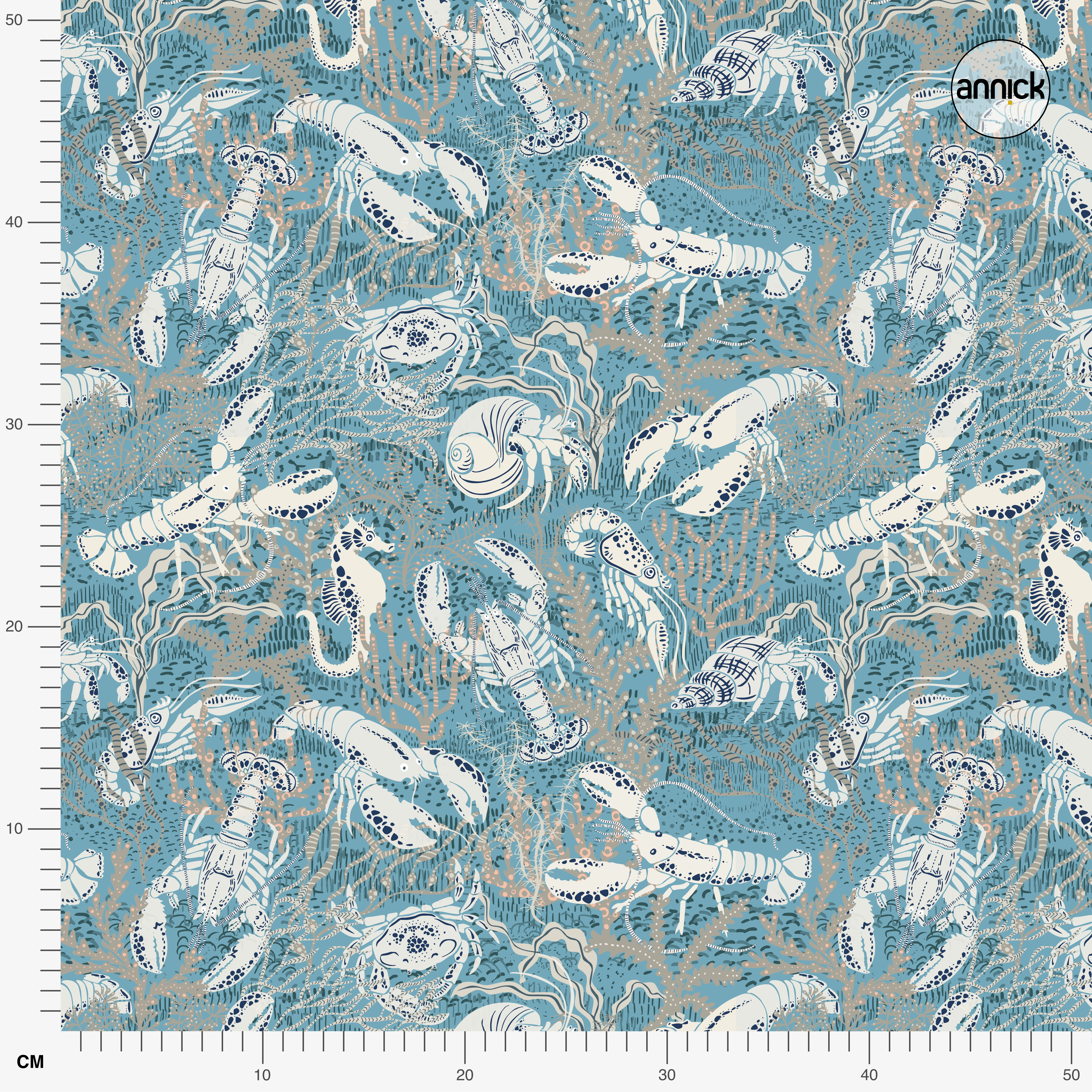Organic fabric - Lobster teal