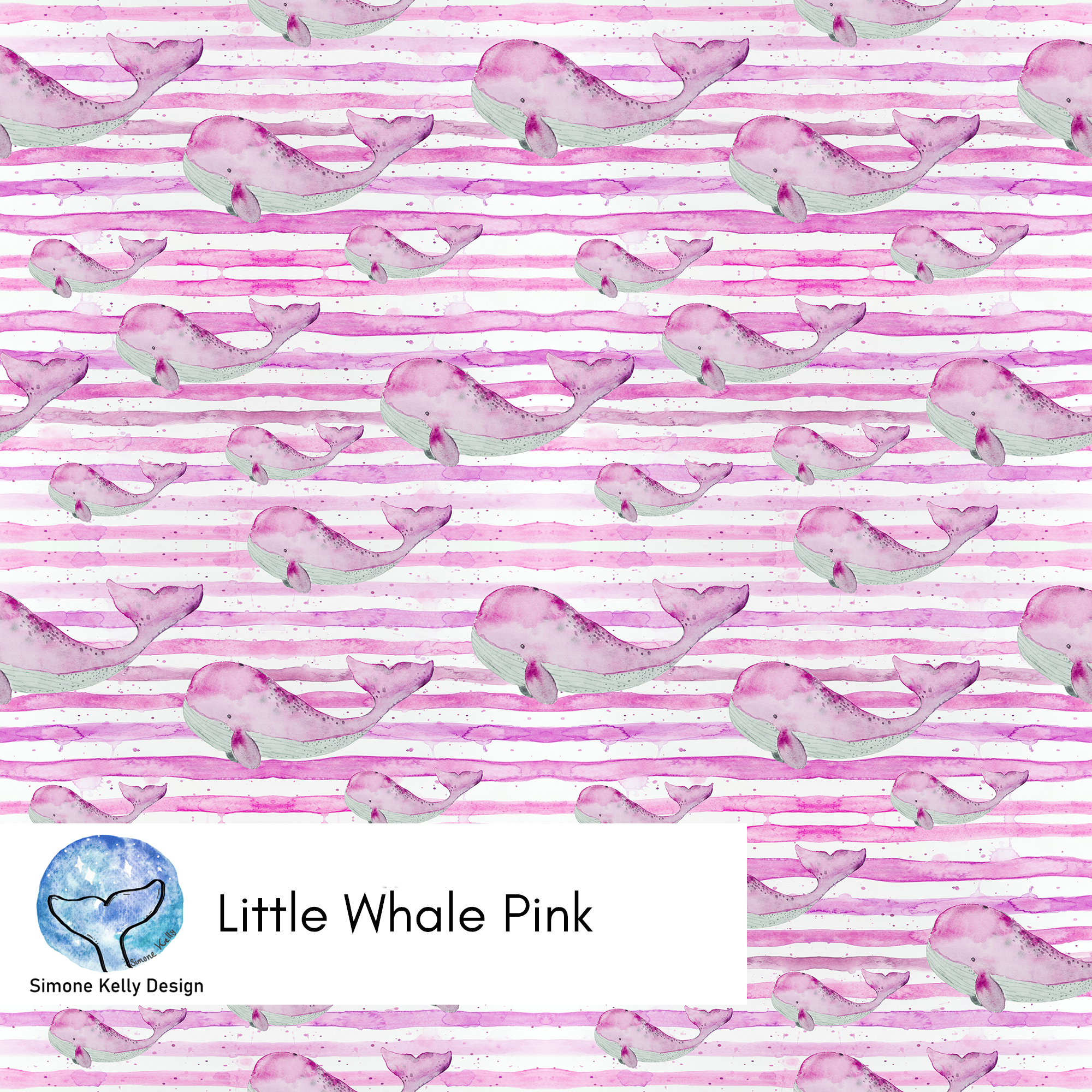 Bio Fabric - Little Whale P Pink by Simone Kelly in pink