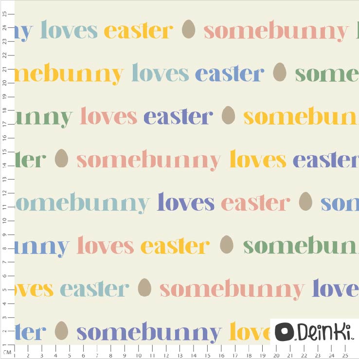Bio Stoff  -  Somebunny Loves Easter Bunt  - Deinki, Ostern, Buchstaben & Zahlen, bunt