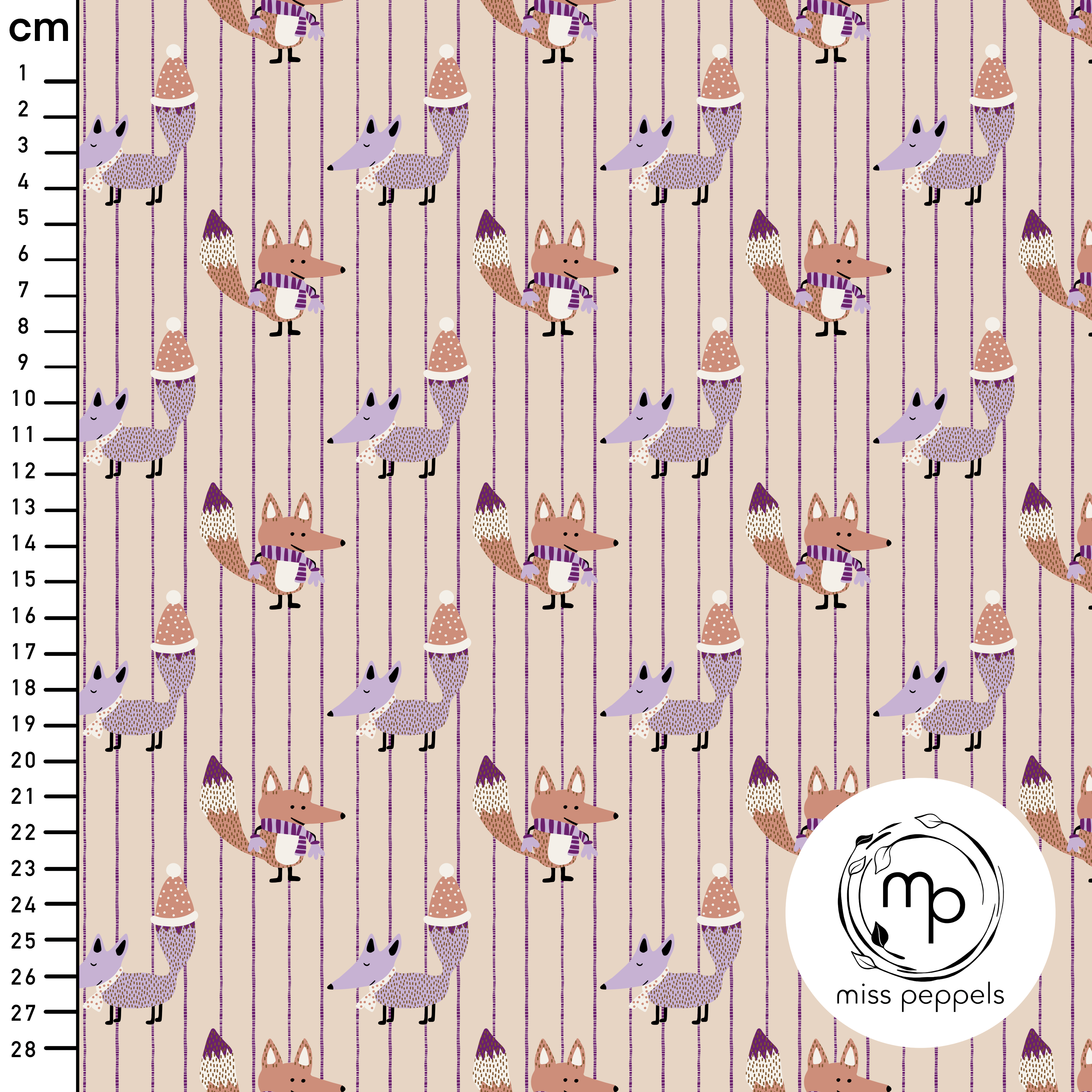 Bio Stoff - Füchse lila