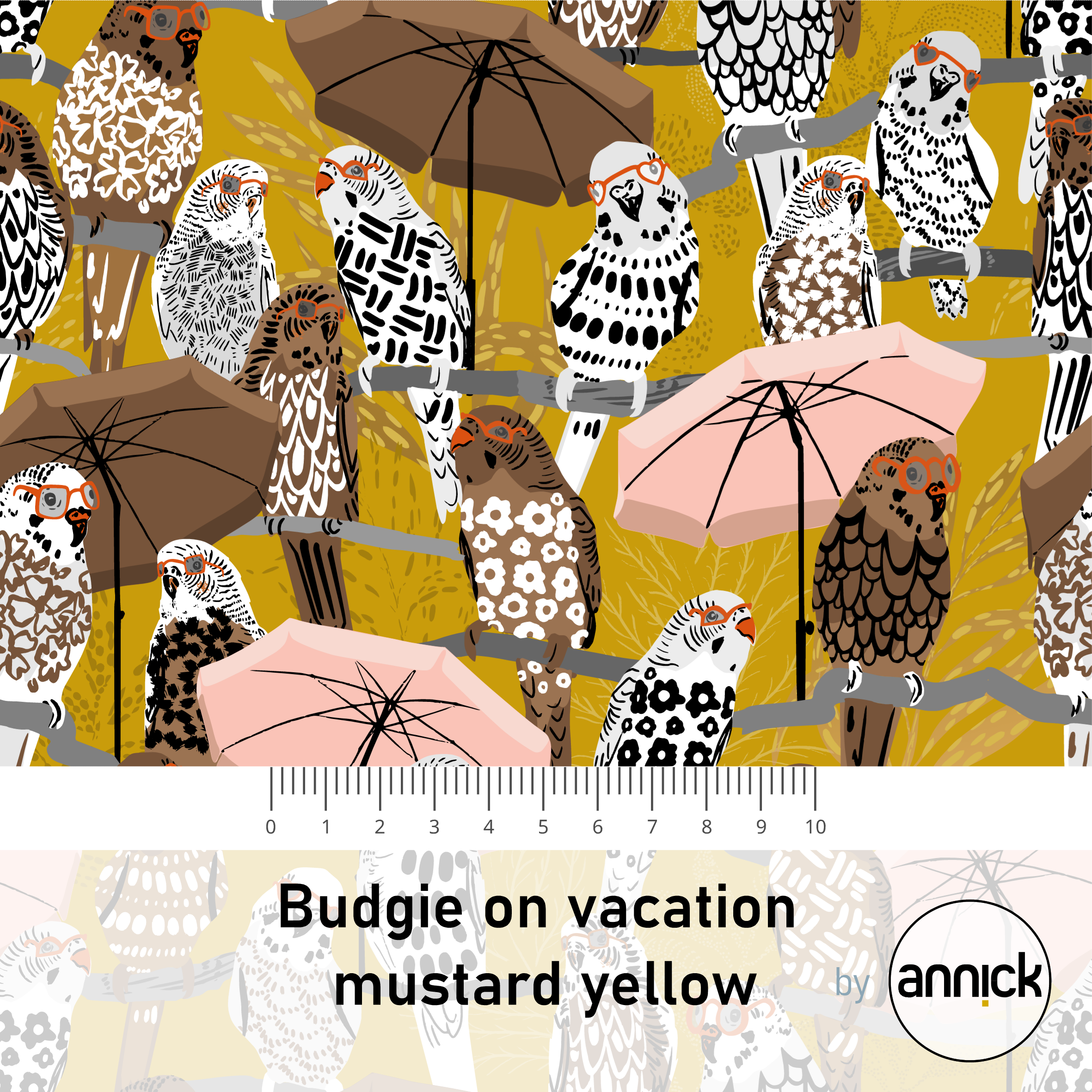 Budgie on Vacation Mustard Yellow