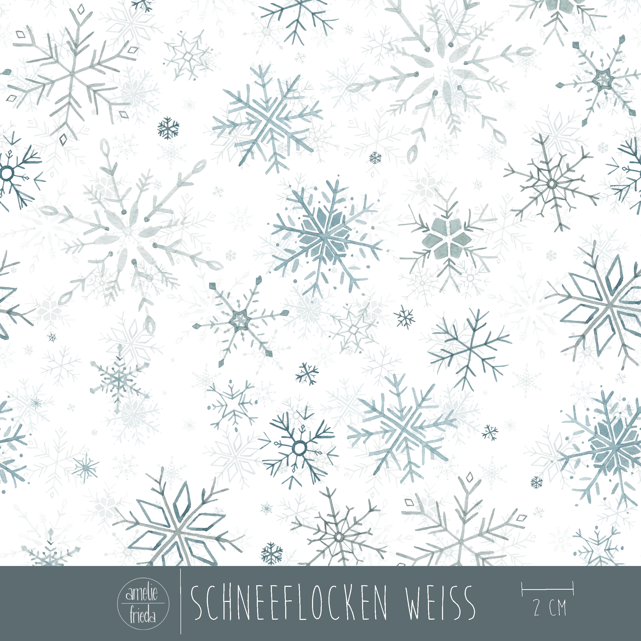 Bio Stoff - Schneeflocken weiß