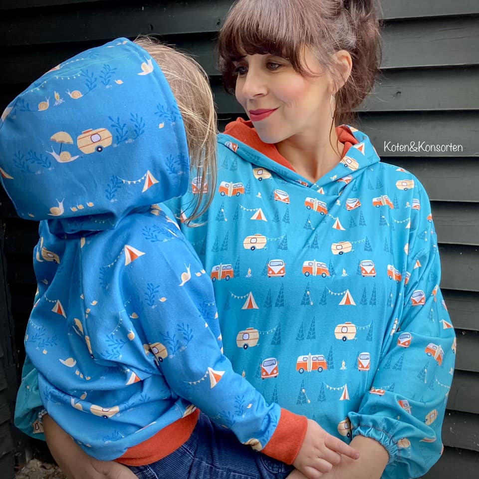 Bio Webware Stoff  -  Retro Camping  - LisaSanders, grün, türkis, Fahrzeuge, Sommer, 100% Bio-Baumwolle