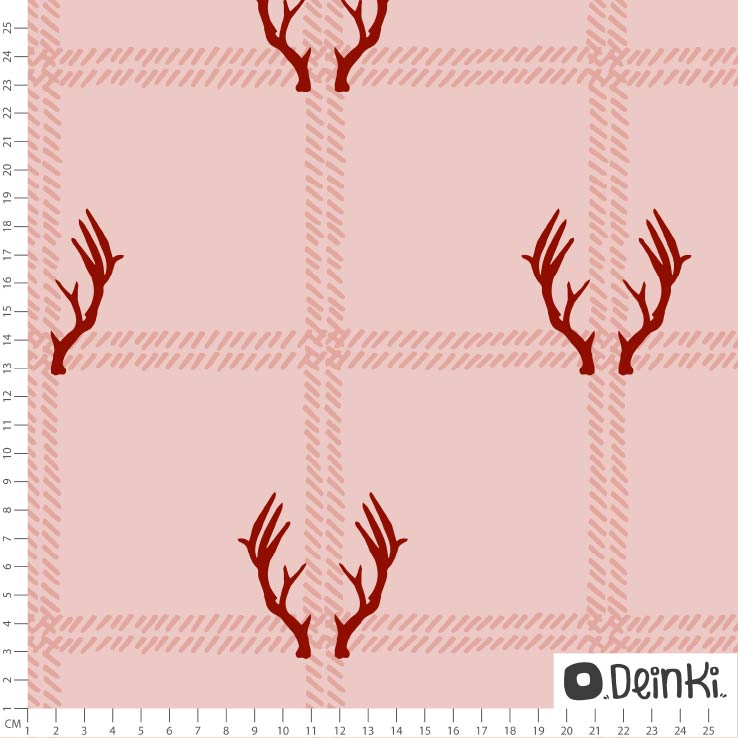 Organic Fabric - Winter Cabin Check pink