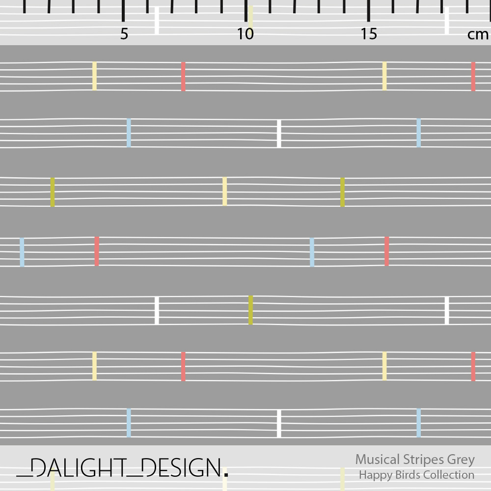 Bio Stoff - Musical Stripes Grey von Dalight Design in grau