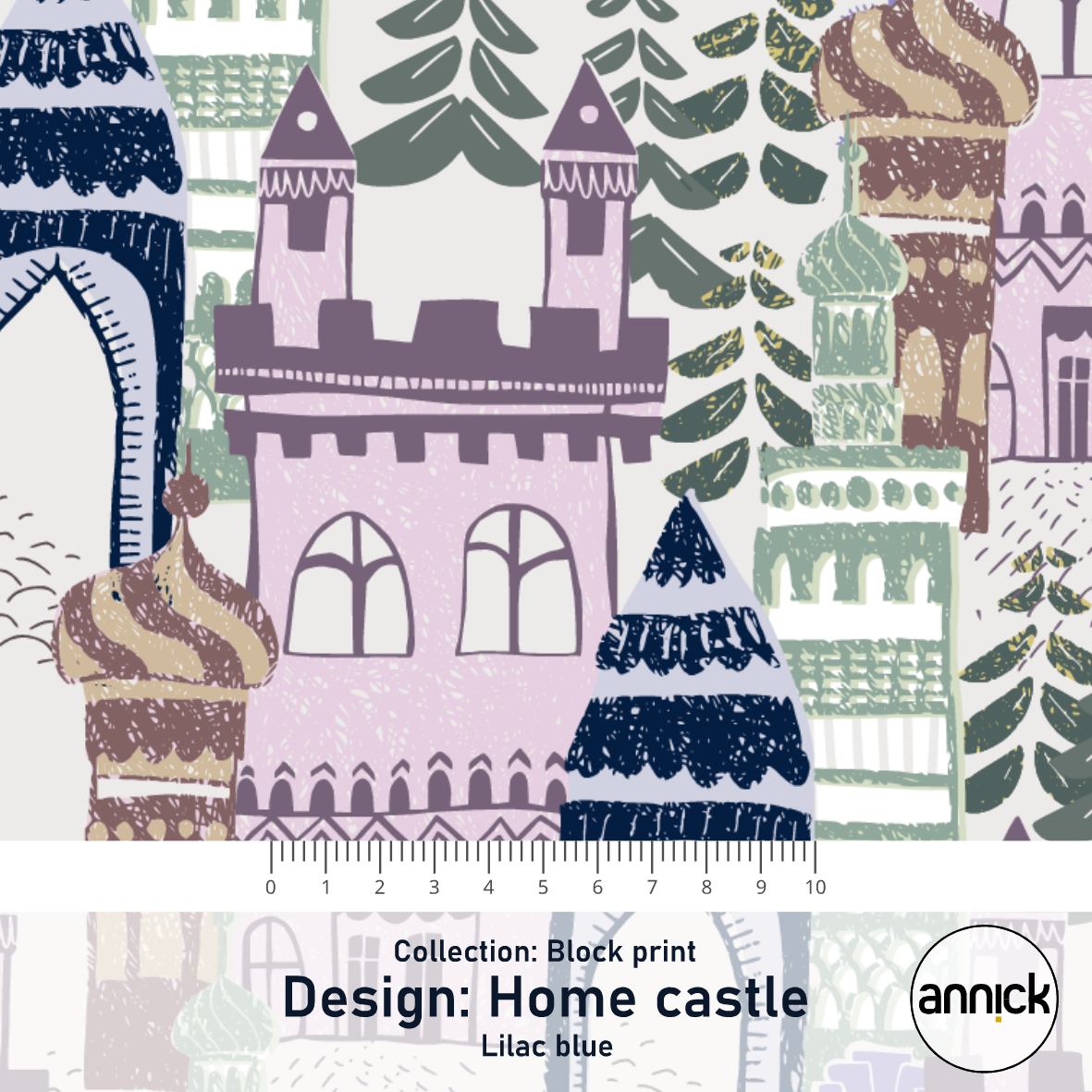 Bio Webware Stoff - Block Print Home Castle Lilac Blue - Annick, lila, Abstrakt , 100% Bio-Baumwolle Bio Webware Stoff - Block Print Home Castle Lilac Blue - Annick, lila, Abstrakt , 100% Bio-Baumwolle