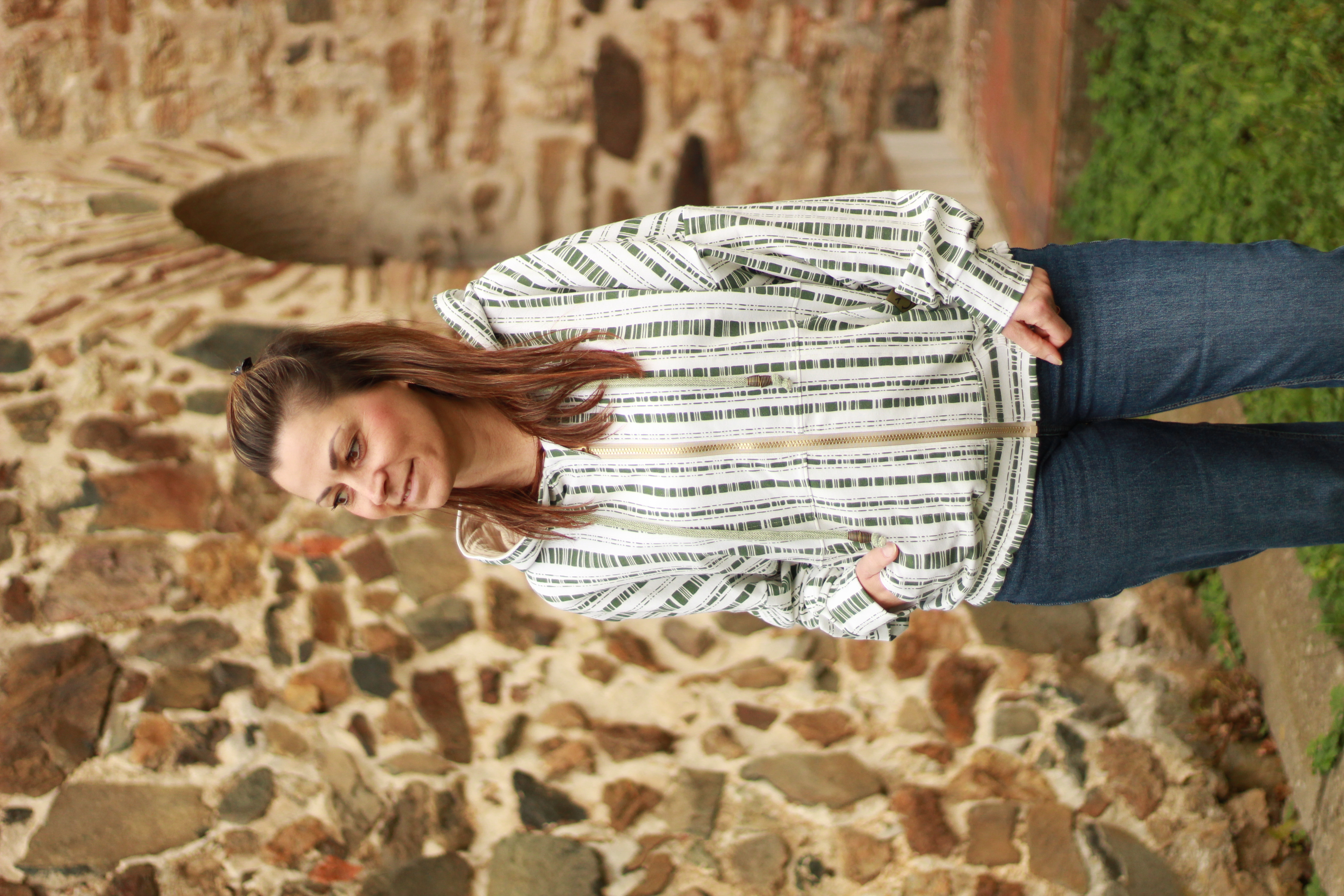 Bio Stoff  - Neo Tropica Boho Streifen grün