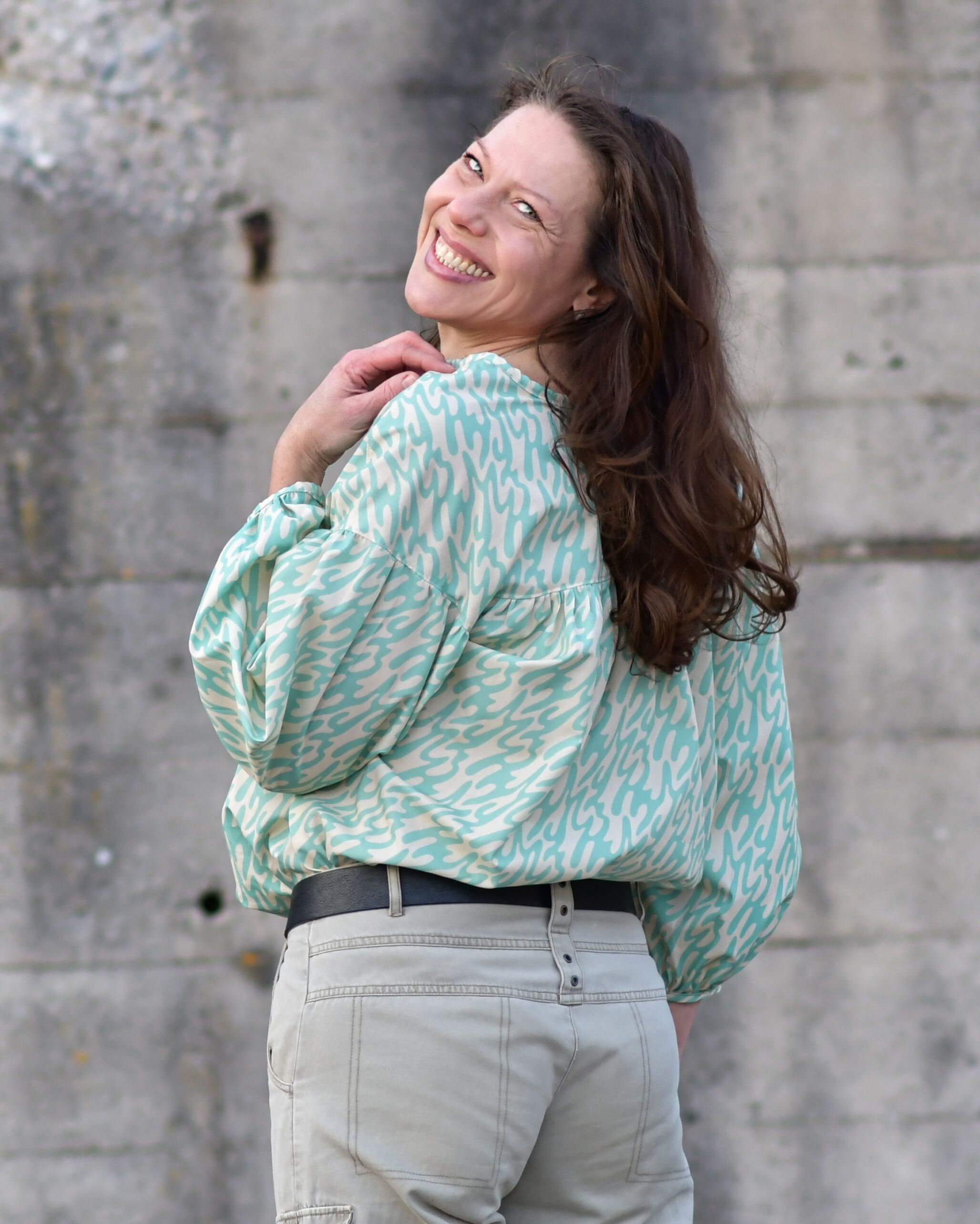 Bio Stoff - Groovy Shapes Retro Swing Small grün, beige