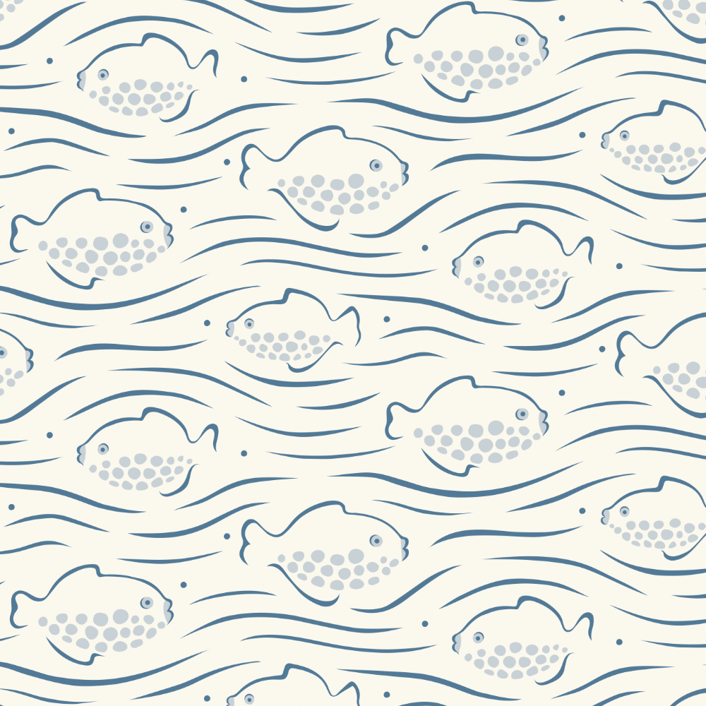 Organic fabric - Fische im Wellenspiel