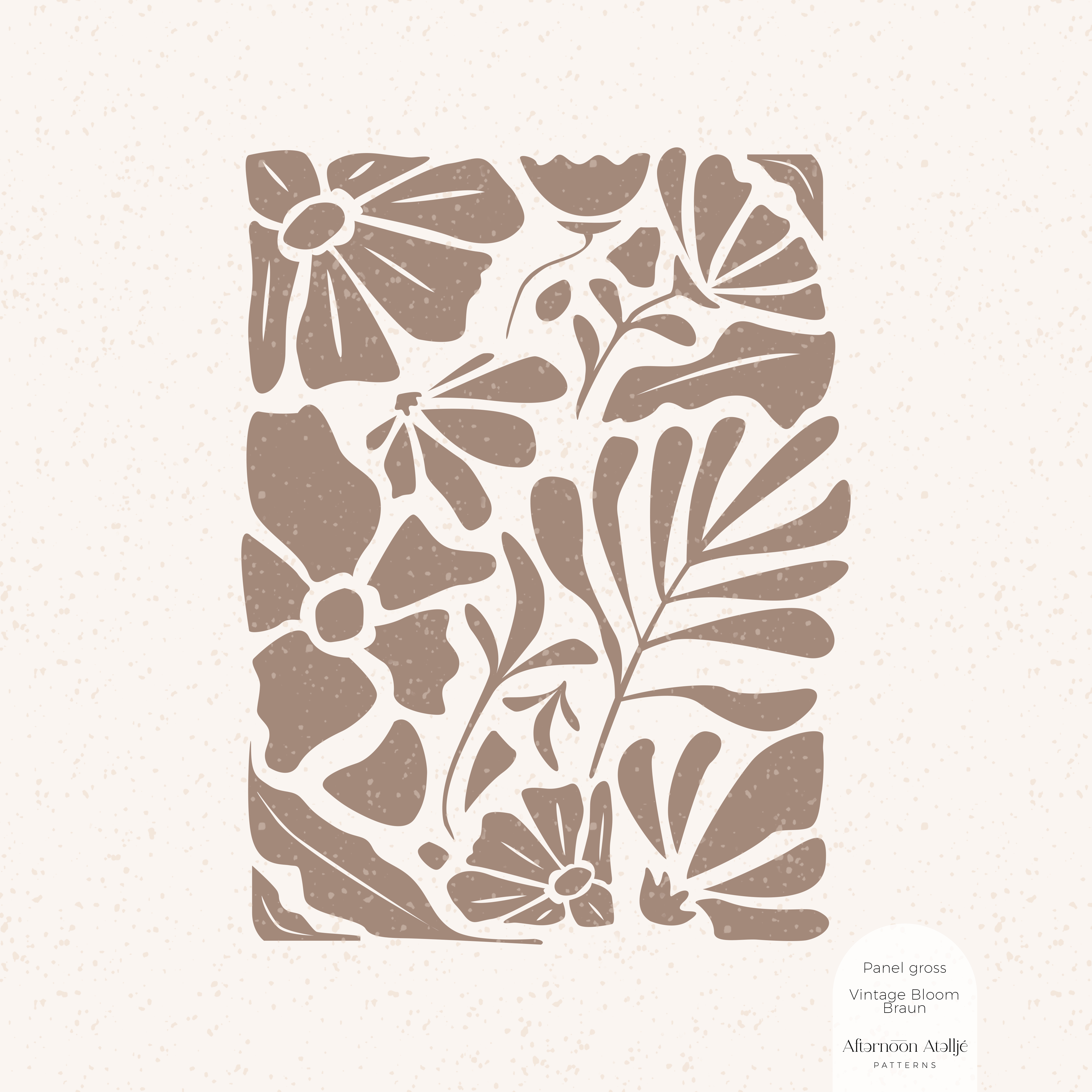 Organic Fabric - Vintage Bloom Brown Panel Large by Afternoon Atellje in brown