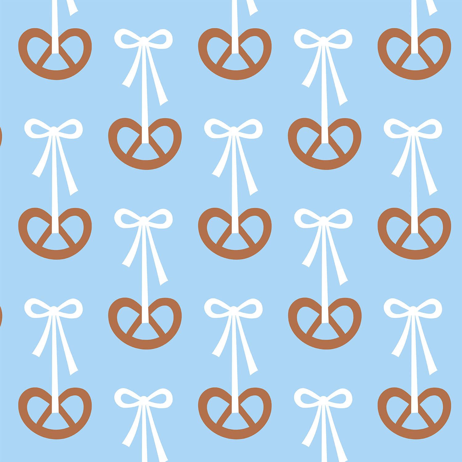 Organic fabric  - Bretze mit Schleifen light blue