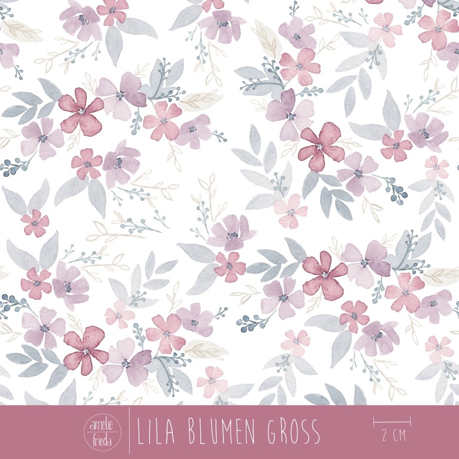 Bio Fabric  - Flowers purple, large