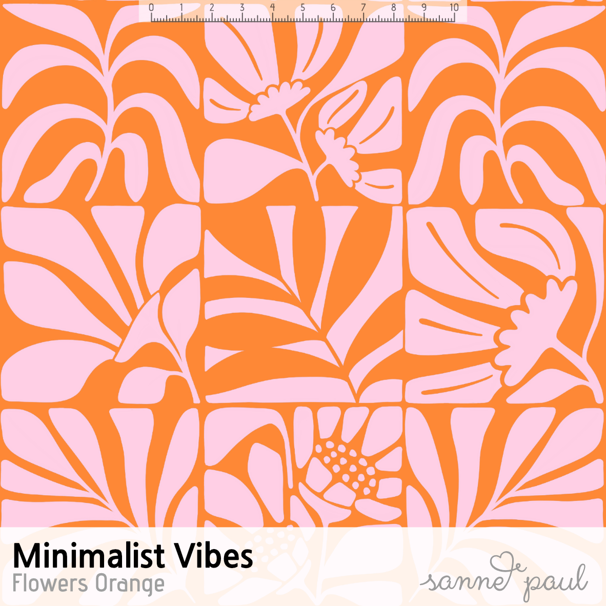 Bio Stoff - Minimalist Vibes Flowers Orange von Sanne Paul in orange