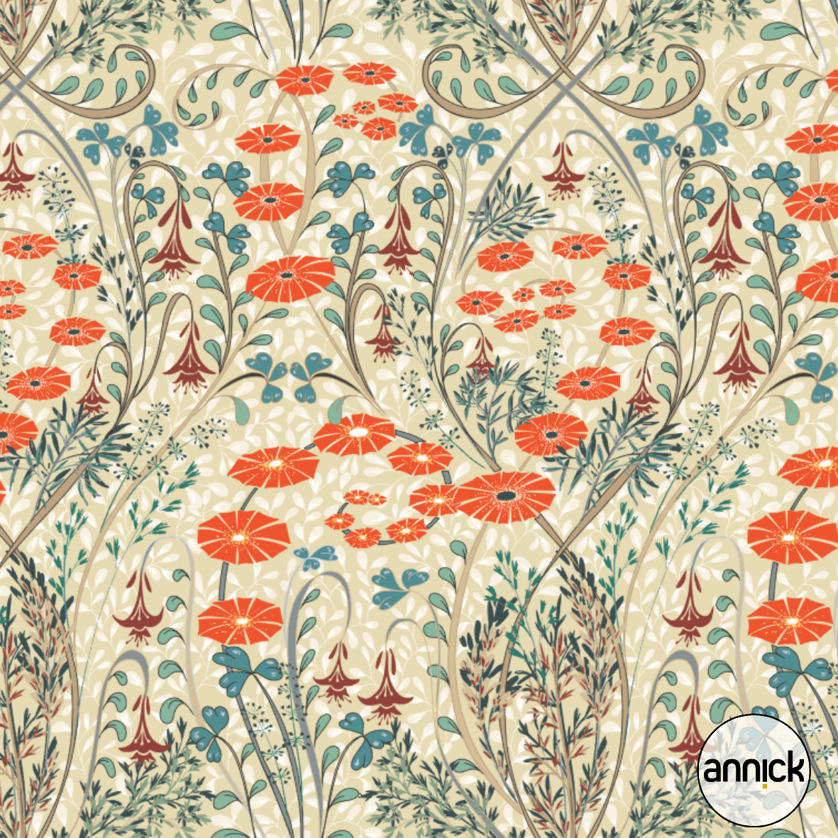 Bio Fabric - Meadow Scent Vintage by Annick in orange