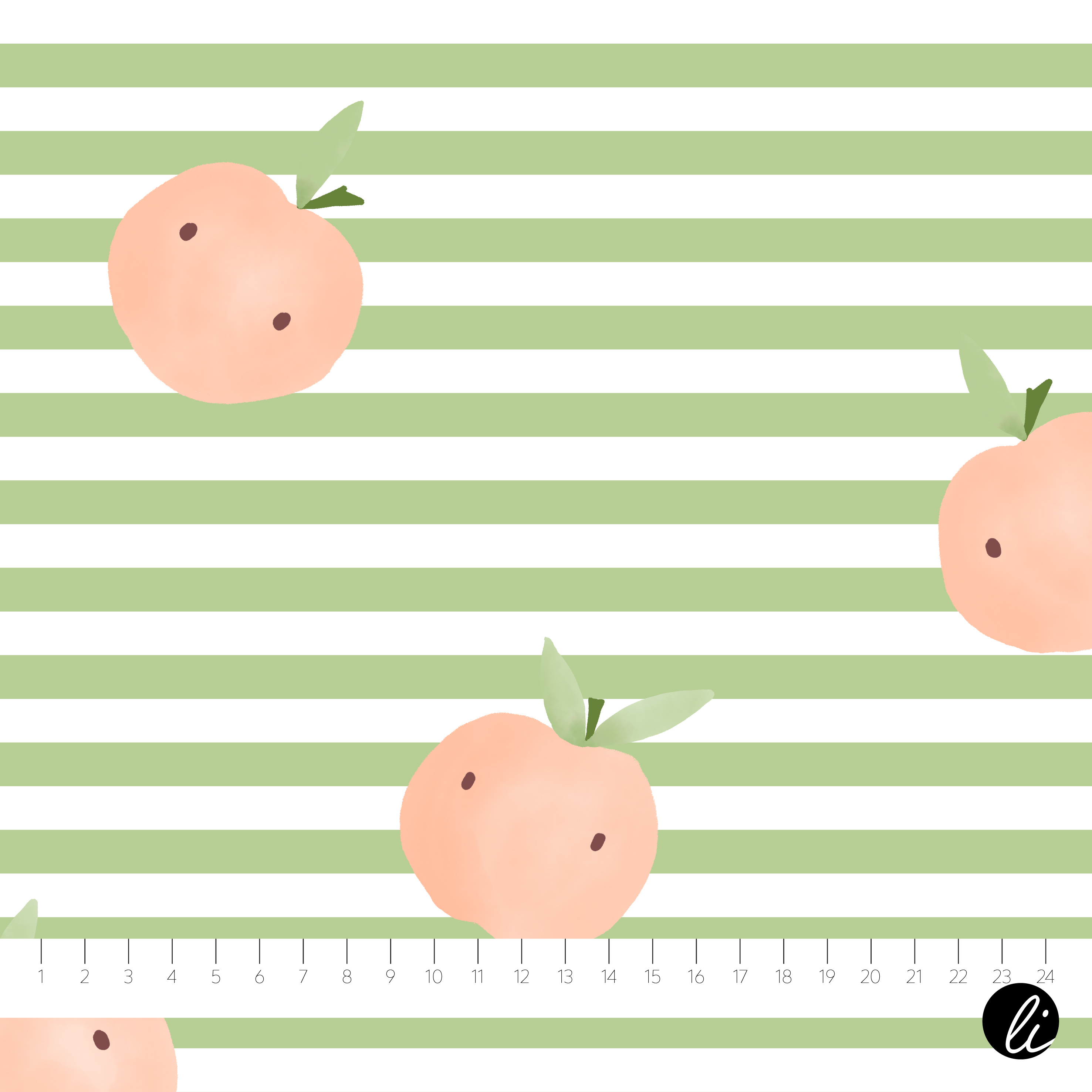 Bio Webware Stoff - Pfirsich Auf Ringel - AndreaLiesert, Sommer, Obst & Gemüse, Streifen, grün, 100% Bio-Baumwolle Bio Webware Stoff - Pfirsich Auf Ringel - AndreaLiesert, Sommer, Obst & Gemüse, Streifen, grün, 100% Bio-Baumwolle