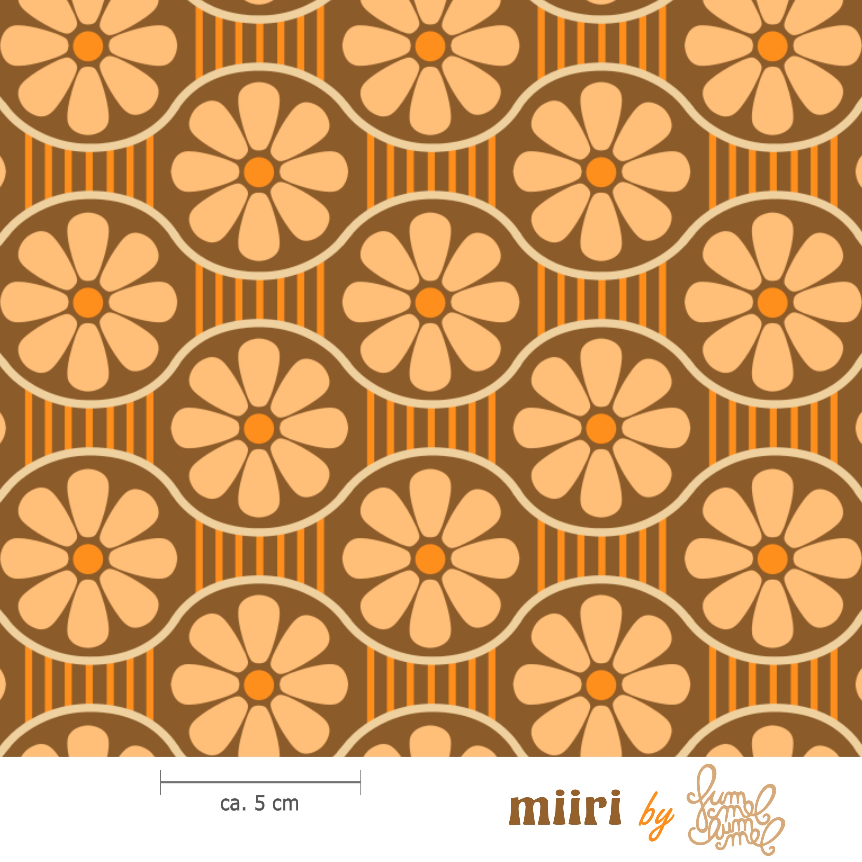 Bio Stoff  - Miiri Braun Retro - Fummelhummel, braun, Floral & Blumen