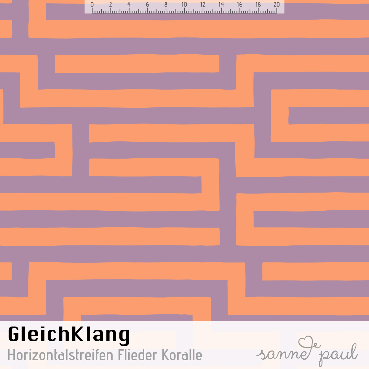 Bio Stoff - Gleichklang Horizontalstreifen flieder, koralle