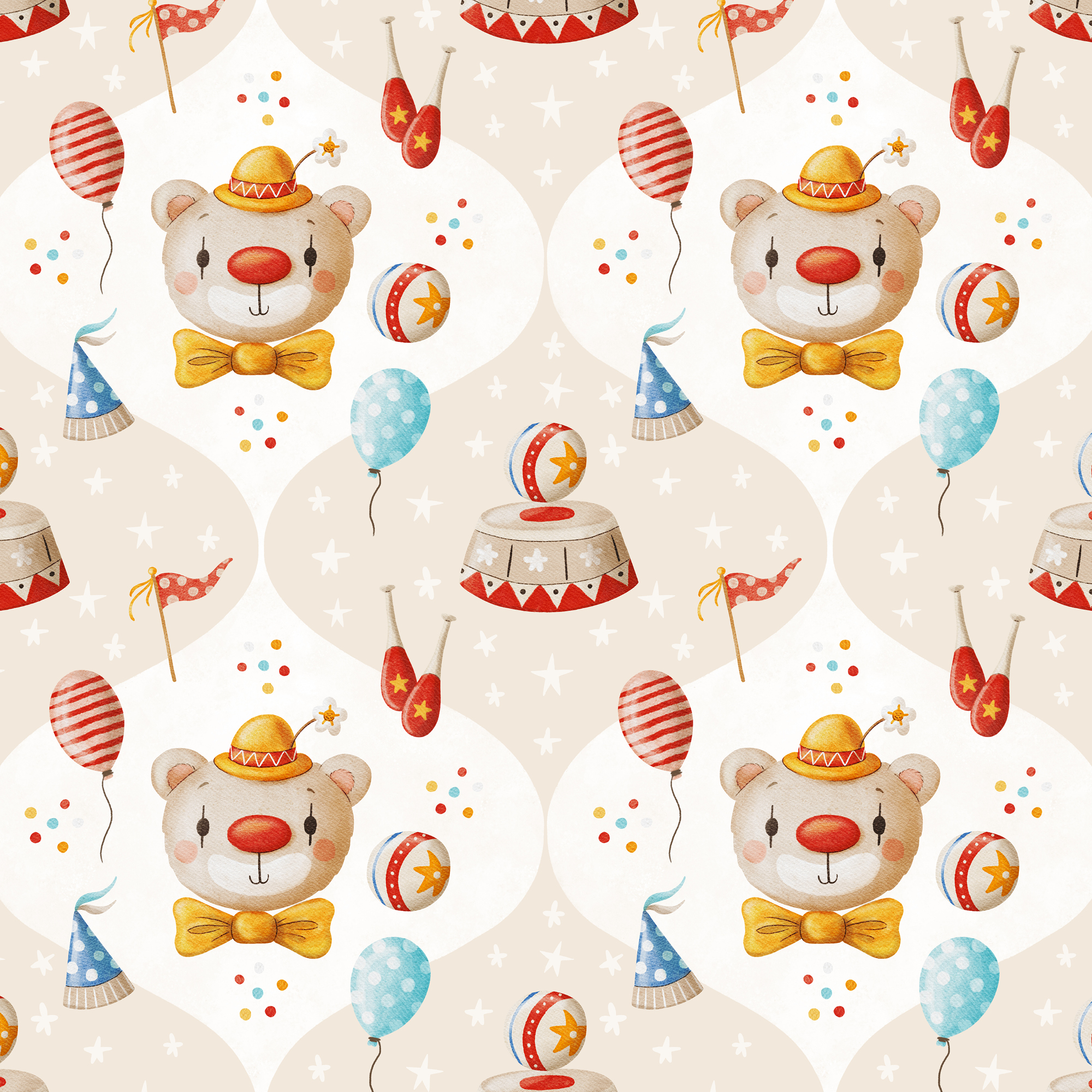 Bio Stoff - Vintage Circus Clown creme