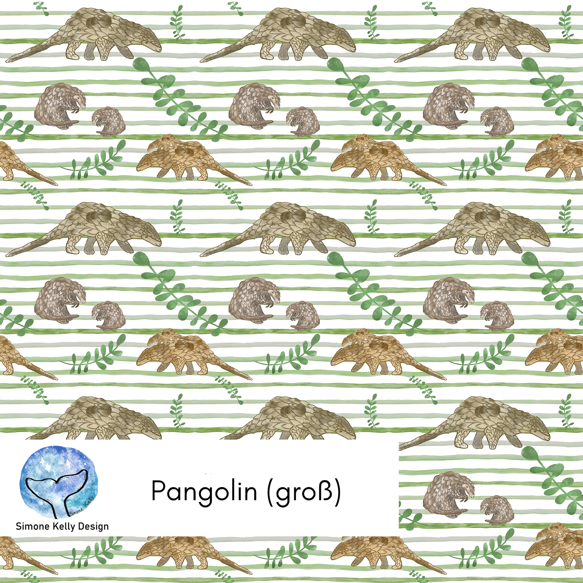 Bio Stoff - Pangolin Gross von Simone Kelly in grün