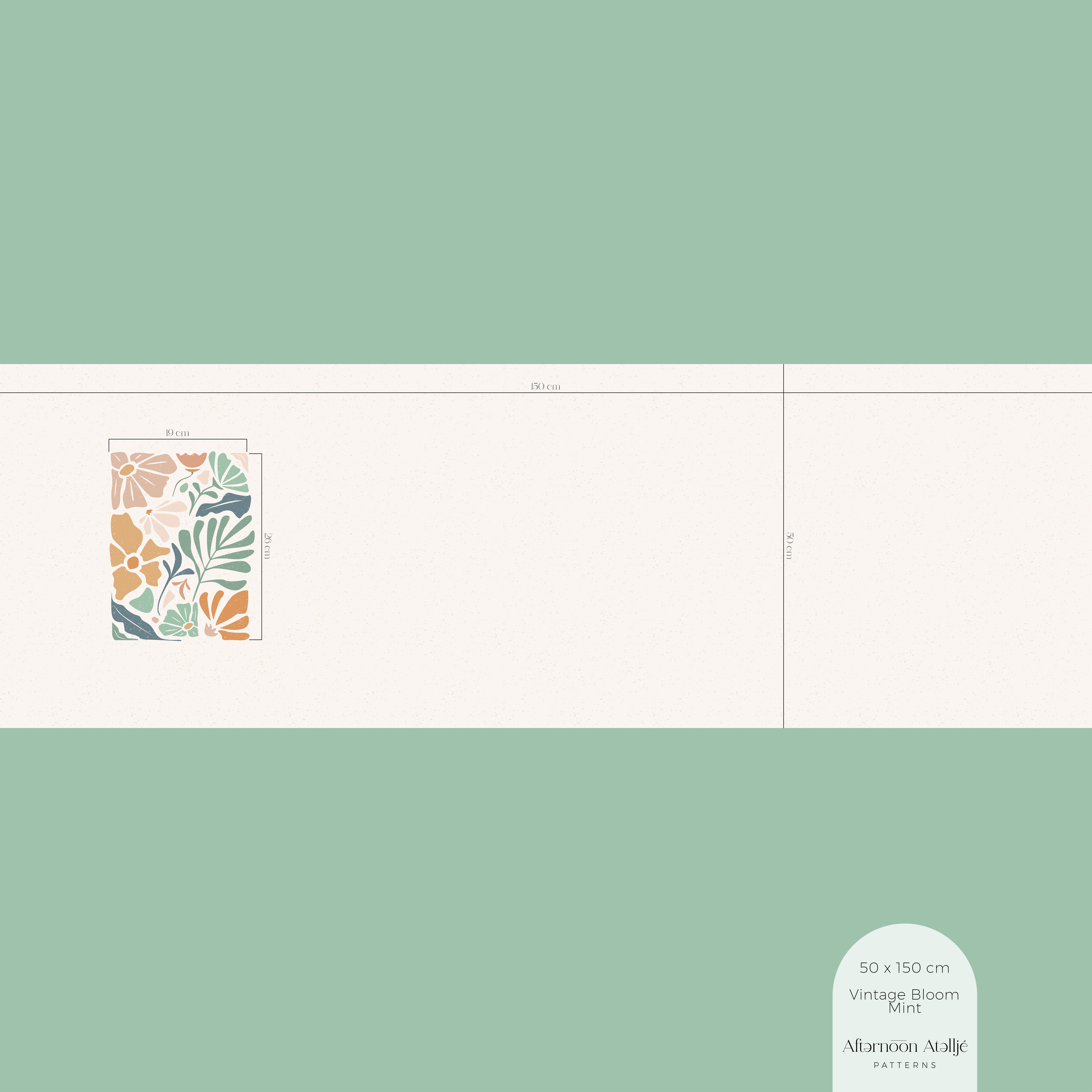 Bio Summersweat Stoff - 50 cm Panel Vintage Bloom Mint - AfternoonAtellje, creme, Floral & Blumen, Abstract, Breite 150 cm Bio Summersweat Stoff - 50 cm Panel Vintage Bloom Mint - AfternoonAtellje, creme, Floral & Blumen, Abstract, Breite 150 cm