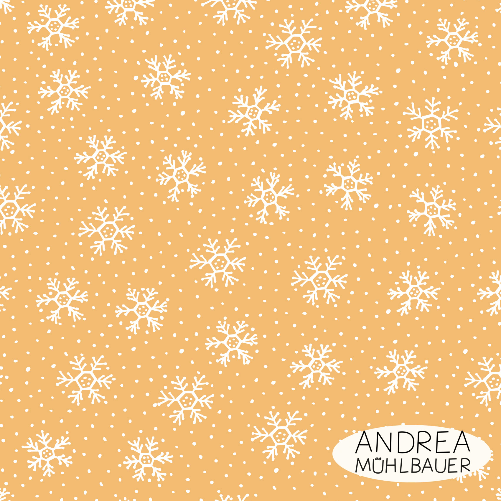 Bio Webware Stoff  - Winterflocken Yellow - AndreaMuehlbauer, Winter, gelb, 100% Bio-Baumwolle