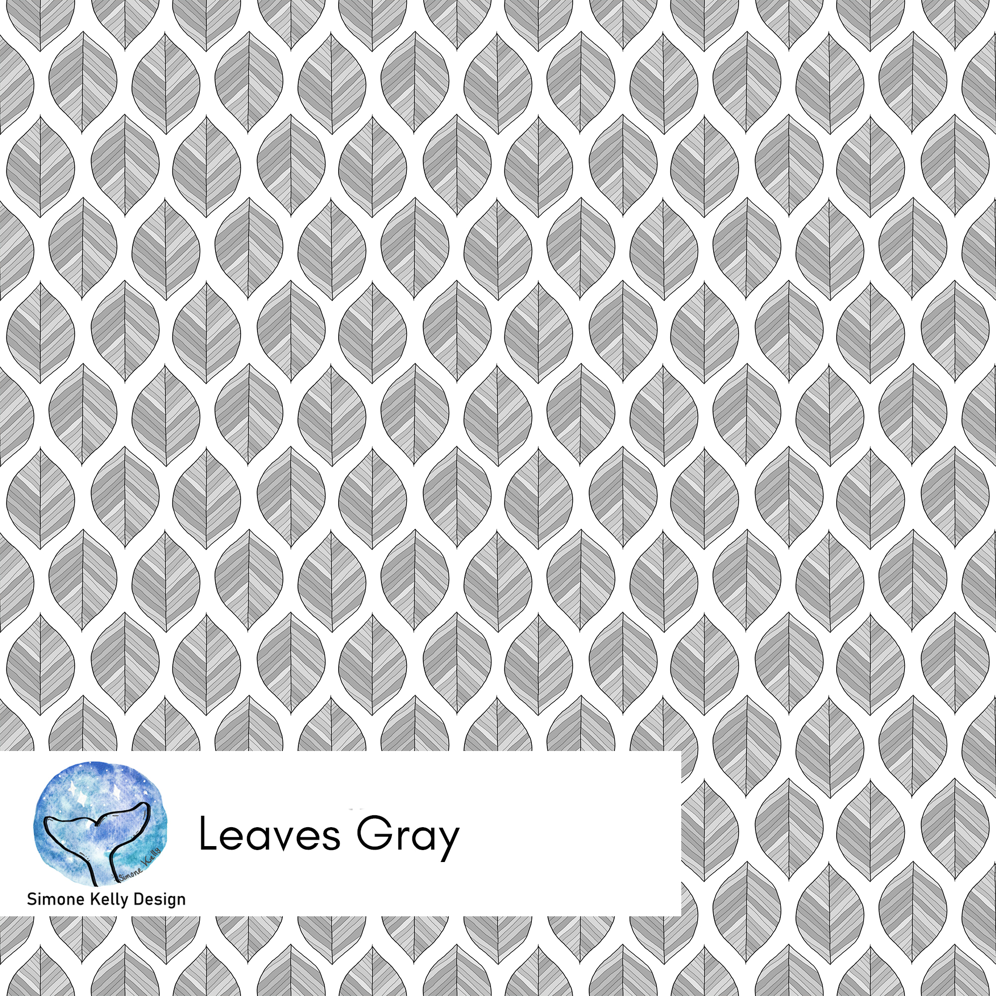 Bio Stoff - Leaves Gray by Simone Kelly in gray