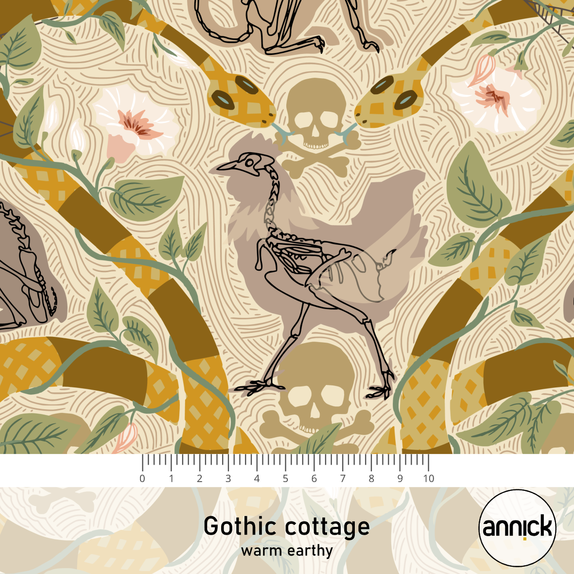 Bio Stoff - Gothic Cottage Warm Earthy von Annick in braun