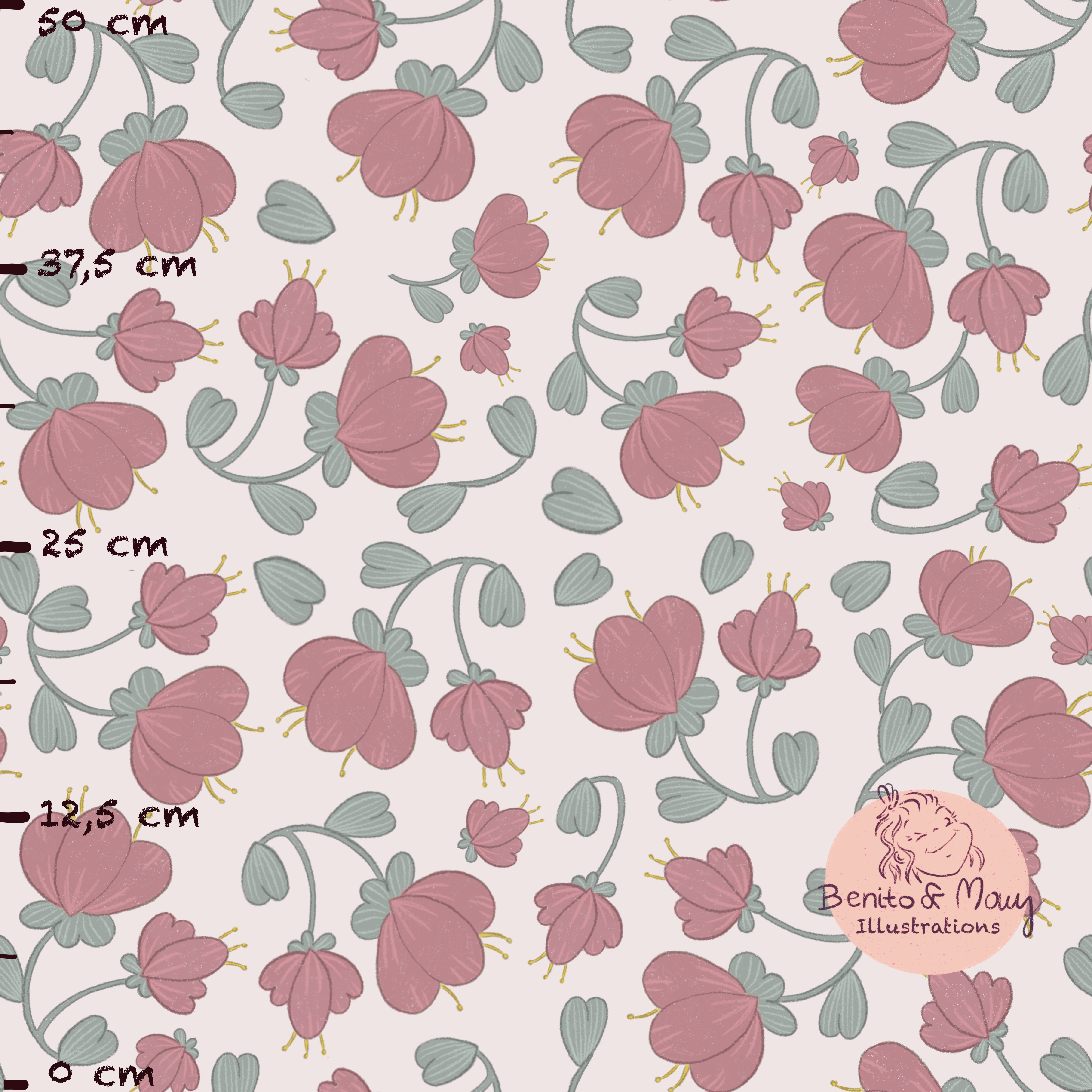 Bio Stoff - Poppy Party Hellrosa Groß von Benito Und Maus Illustrations in rosa