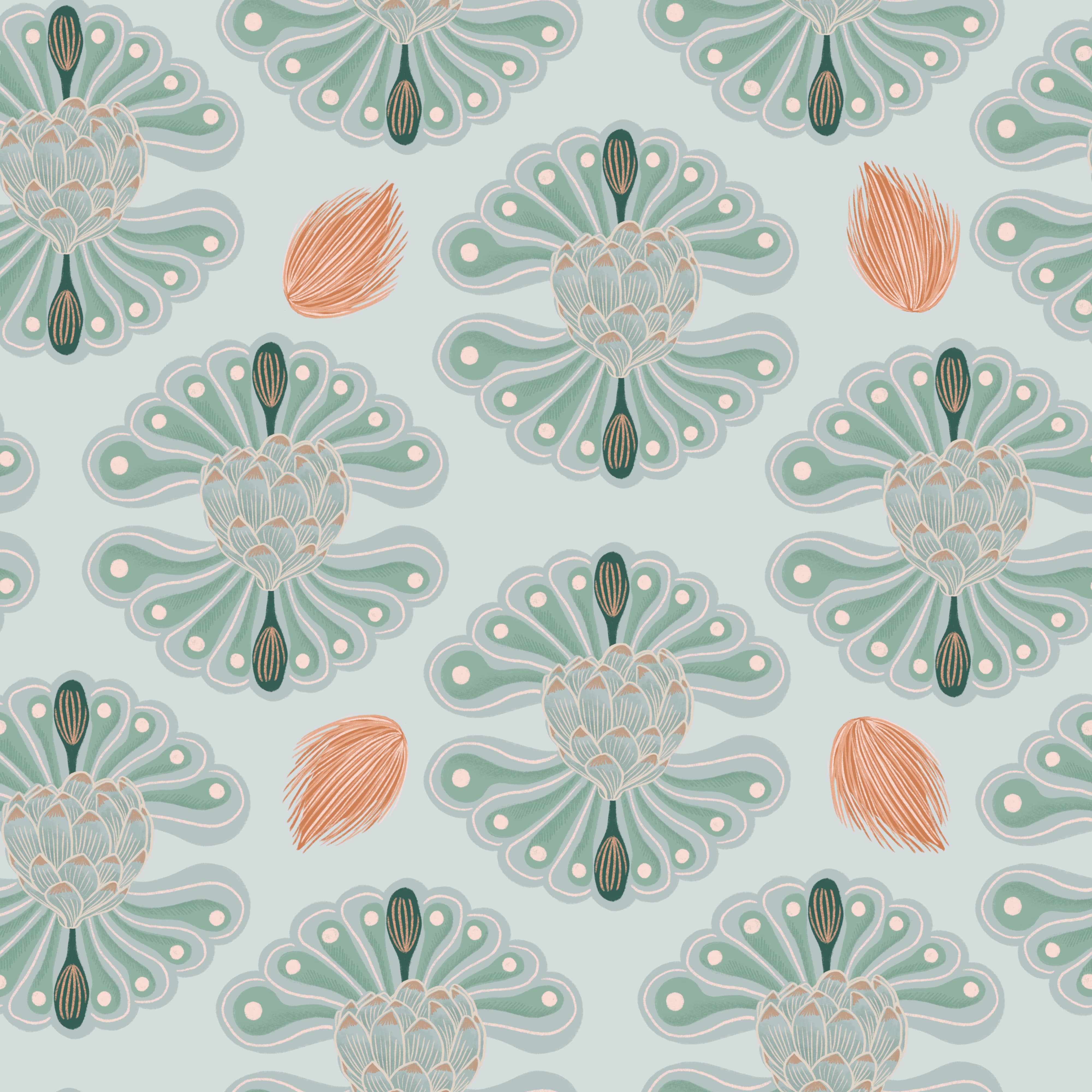 Bio Stoff  -  Hawaiian Breeze Flower  - LilleSelection, Frühling, Sommer, blau, Floral & Blumen