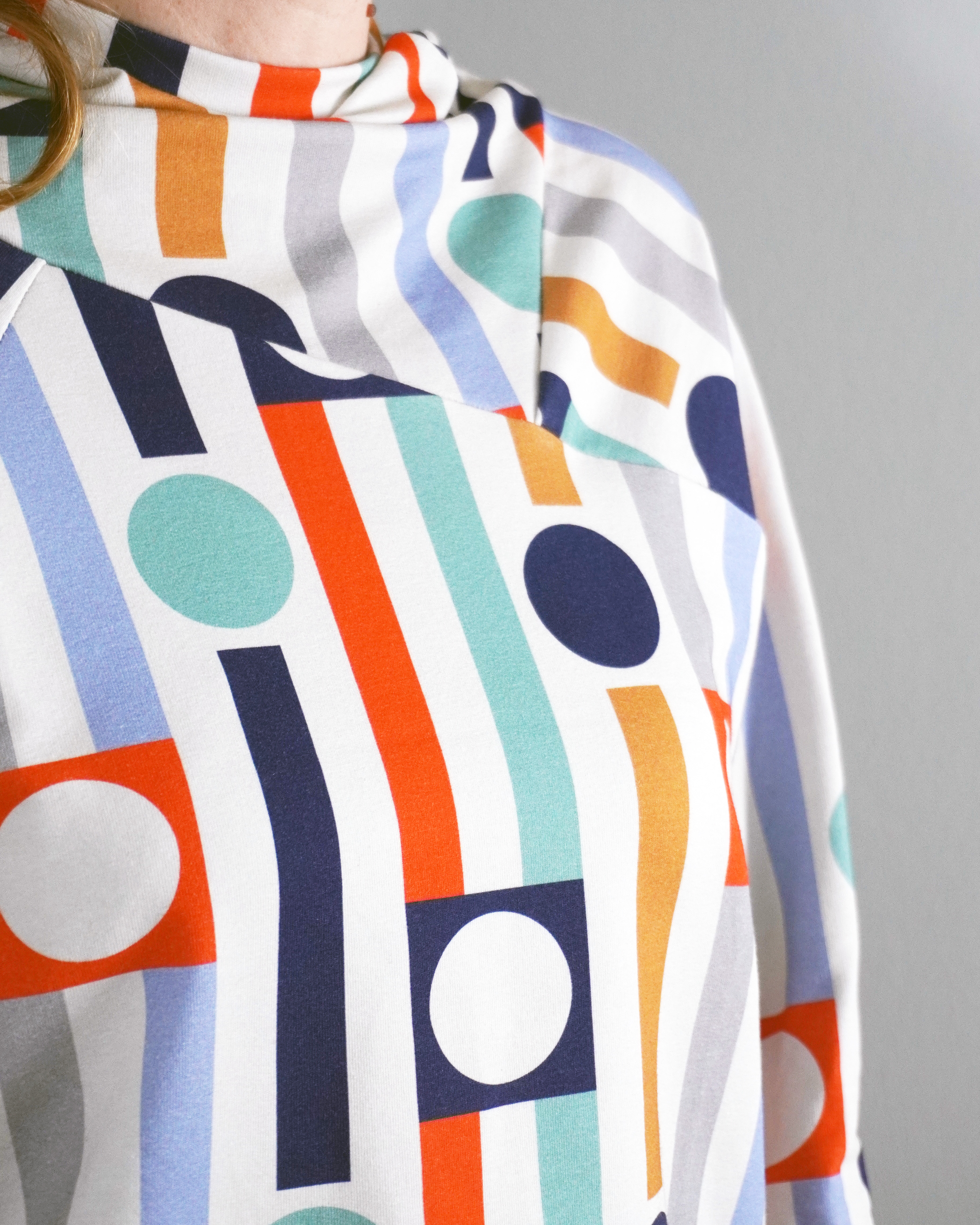 Bio Stoff - Geometric Evergreen Stripes and Dots bunt