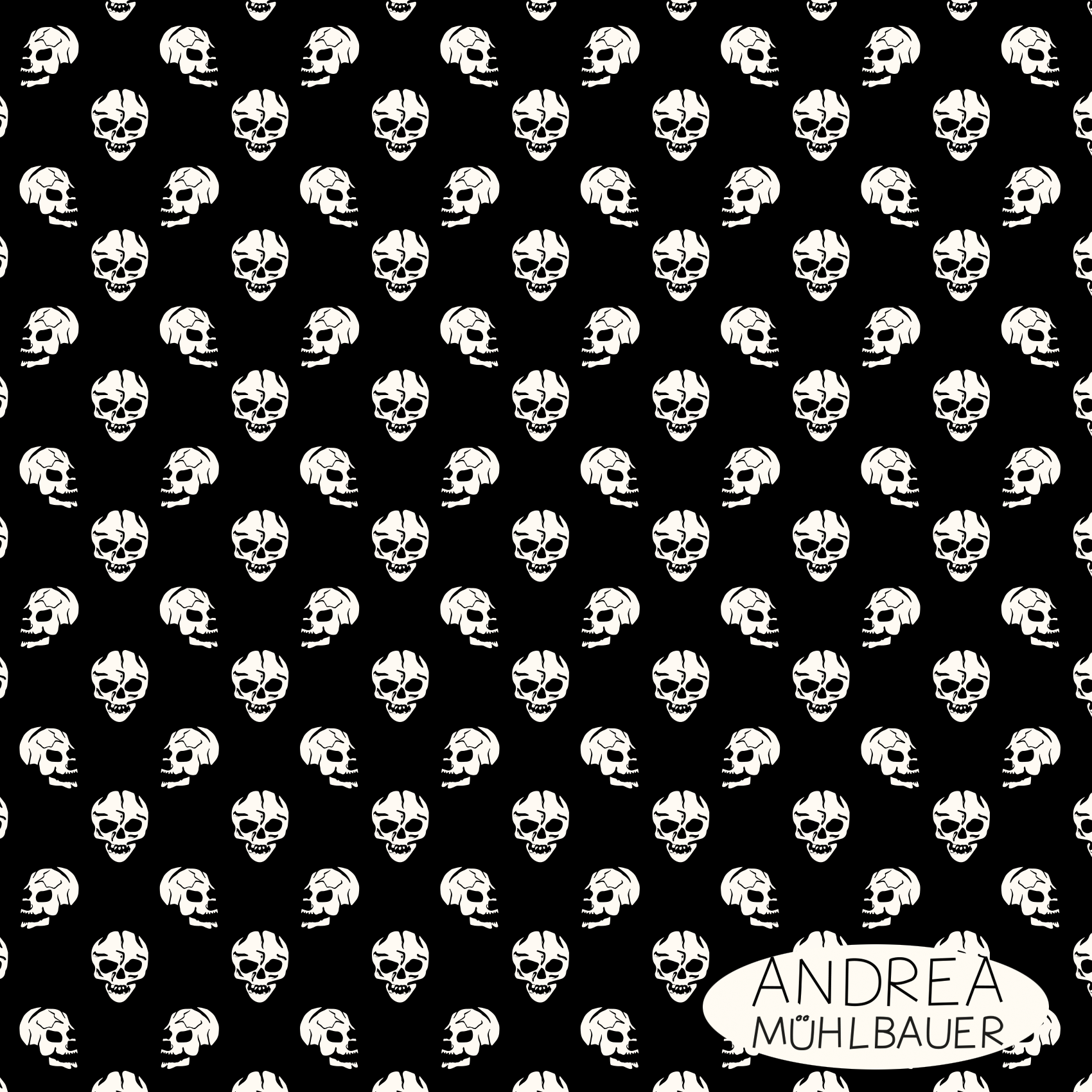 Bio Stoff - Skulls Schwarz von Andrea Muehlbauer in schwarz