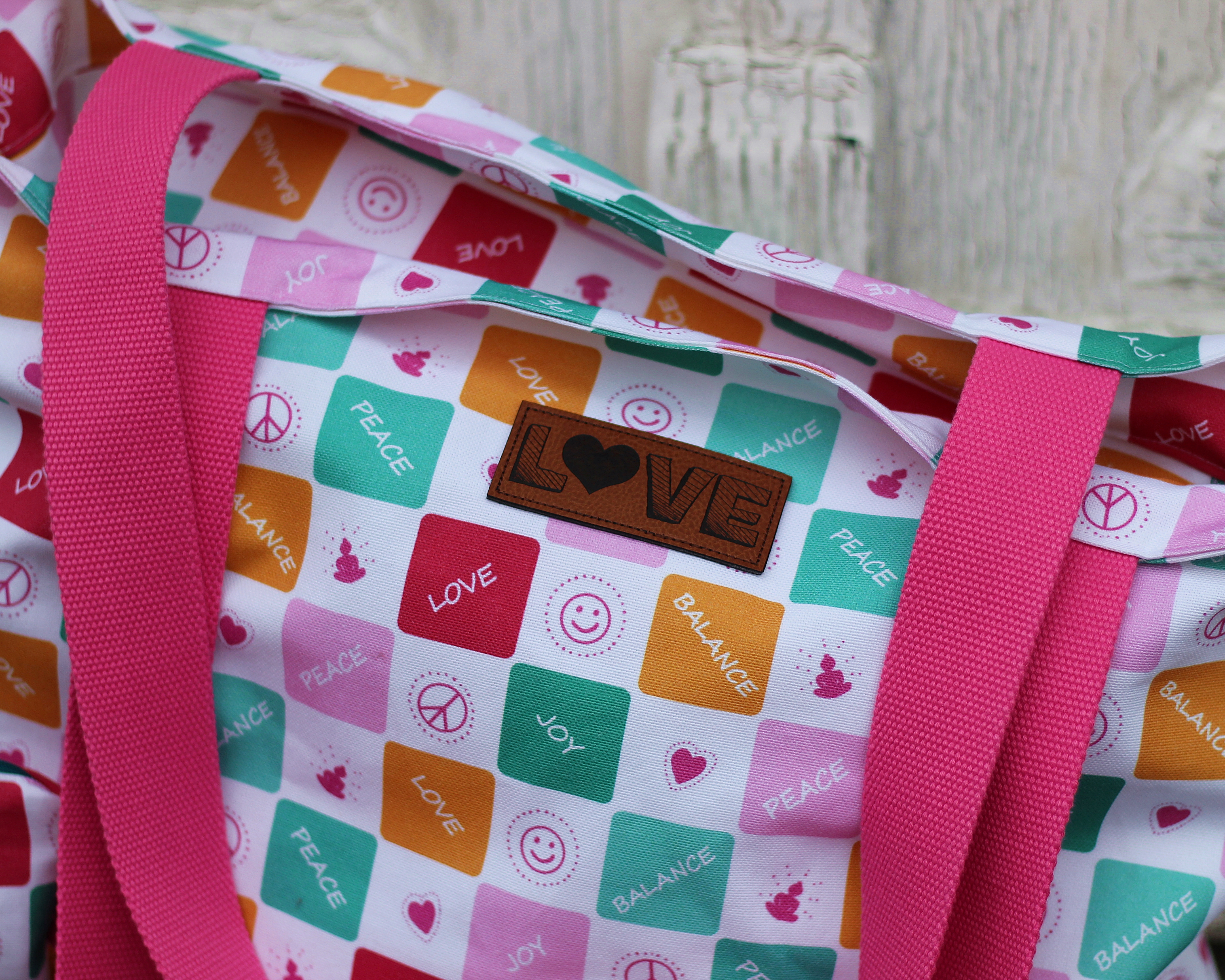 Organic Fabric  - Love Peace Joy Bunt