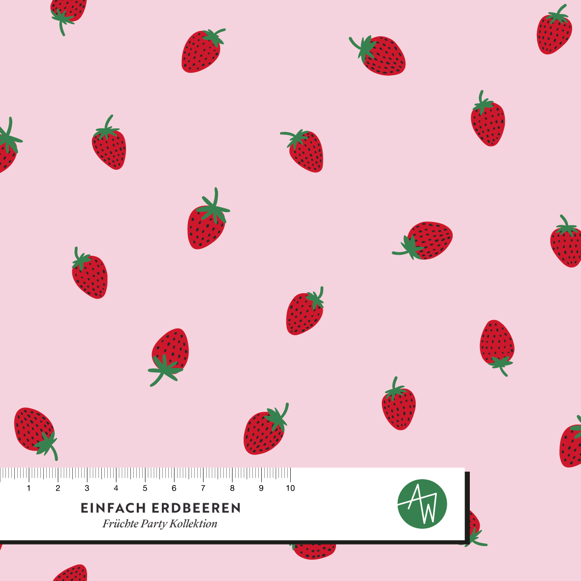 Bio Fabric - Simple Strawberries by Alexandra Weise in pink