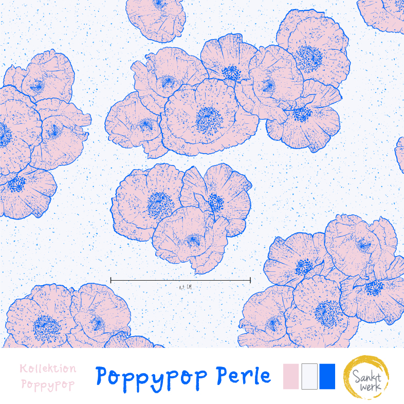 Bio Stoff  -  Poppypop Perle  - Sanktwerk, Floral & Blumen, weiß