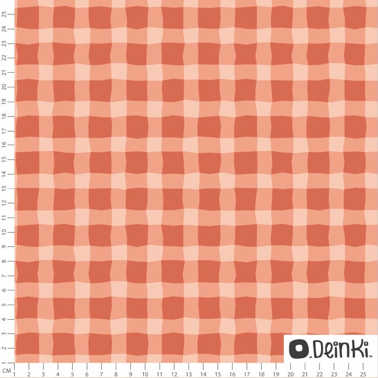 Bio Fabric - Zigzag Check Coral by Deinki in orange