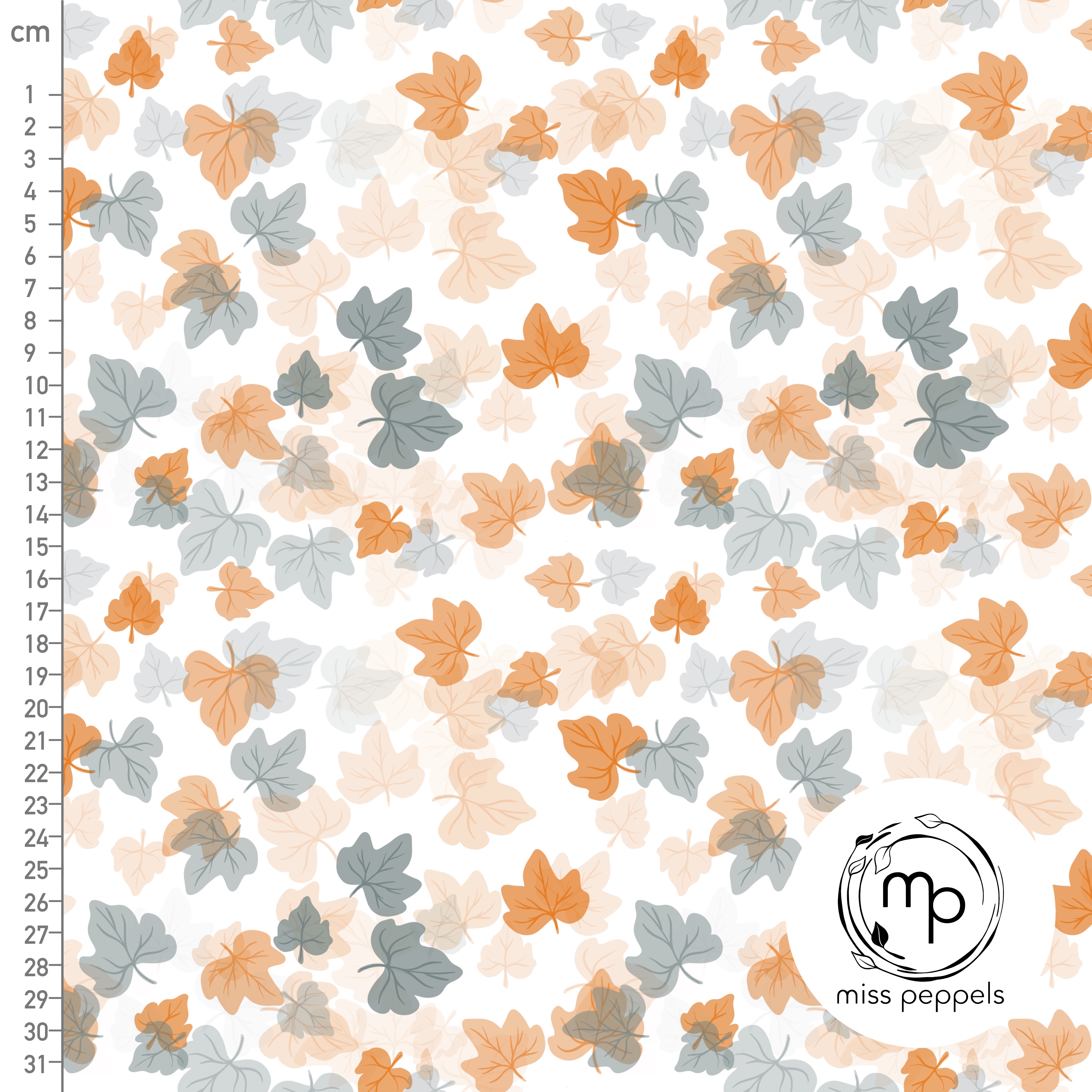 Bio Stoff - Laub Weiss von misspeppels in orange, grau