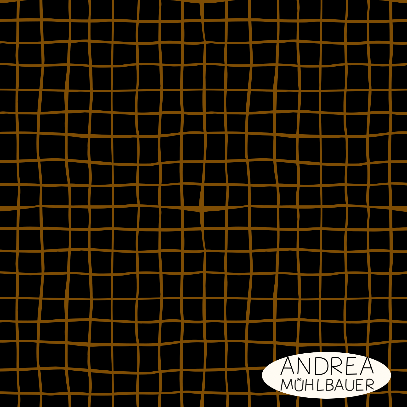 Bio Stoff - Handgezeichnetes Karo Schwarz von Andrea Muehlbauer in schwarz