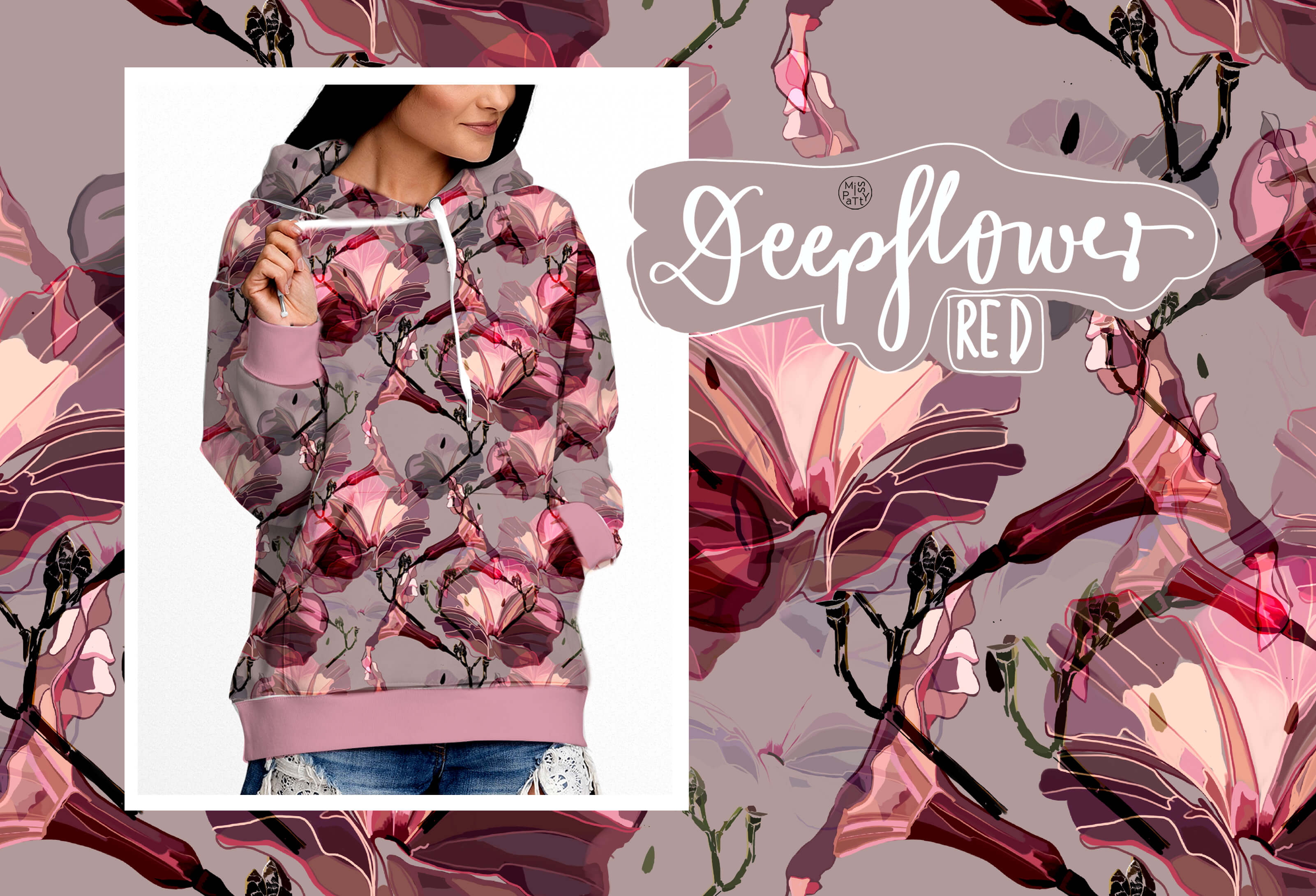 Bio Webware Stoff - Deepflower red - MissPatty, Floral & Blumen, Blätter & Ranken, lila, 100% Bio-Baumwolle Bio Webware Stoff - Deepflower red - MissPatty, Floral & Blumen, Blätter & Ranken, lila, 100% Bio-Baumwolle