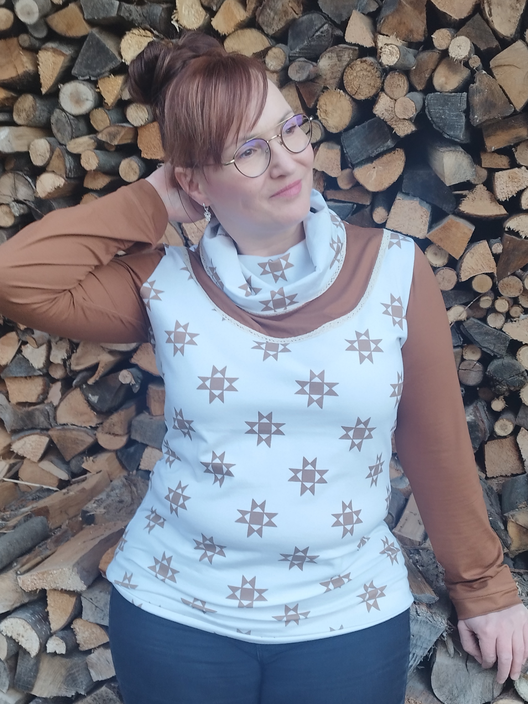 Bio Stoff - Winterstern beige, braun