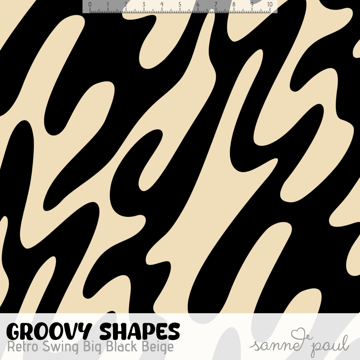 Bio Stoff - Groovy Shapes Retro Swing Big schwarz, beige