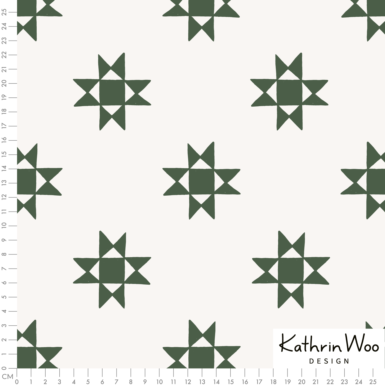 Bio Stoff - Winterstern beige, dunkelgrün 