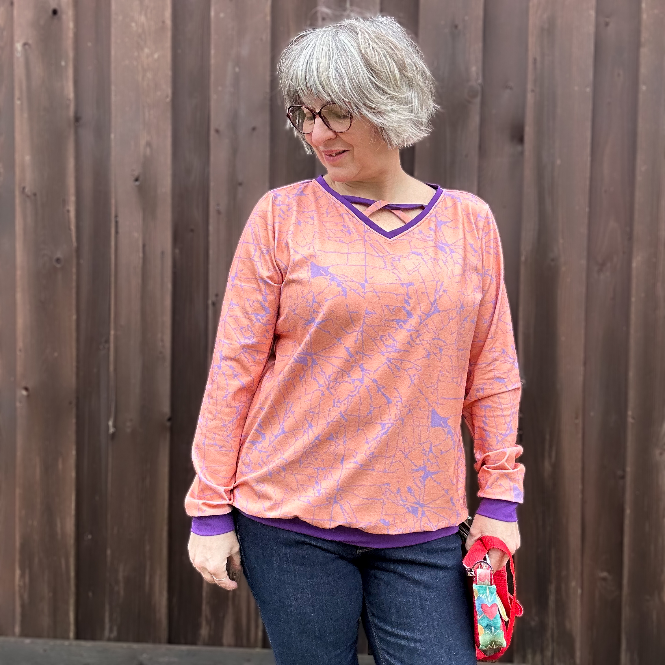 Organic Fabric  - Gleichklang Risse lilac, corall