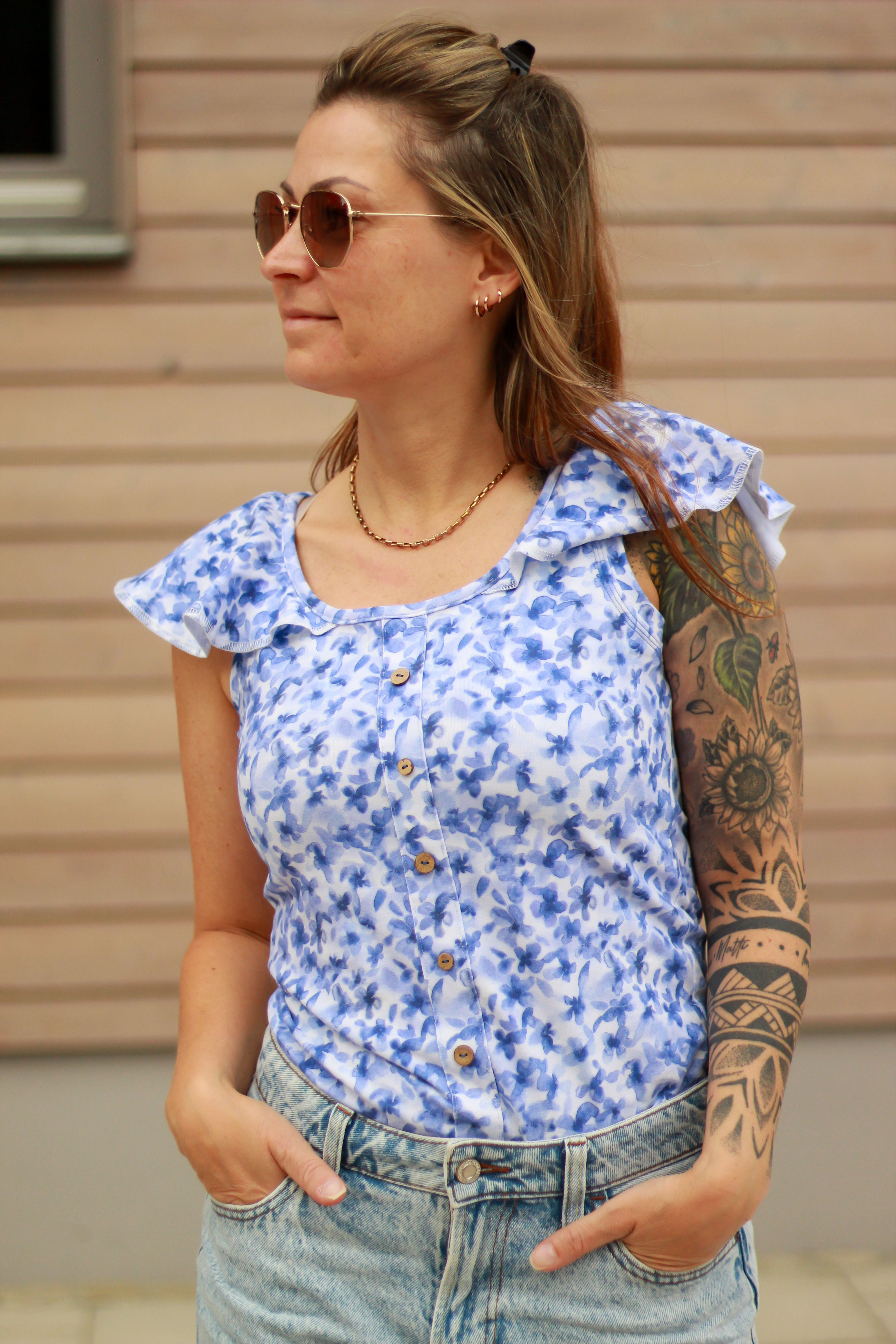 Organic fabric - Blurry Flowers