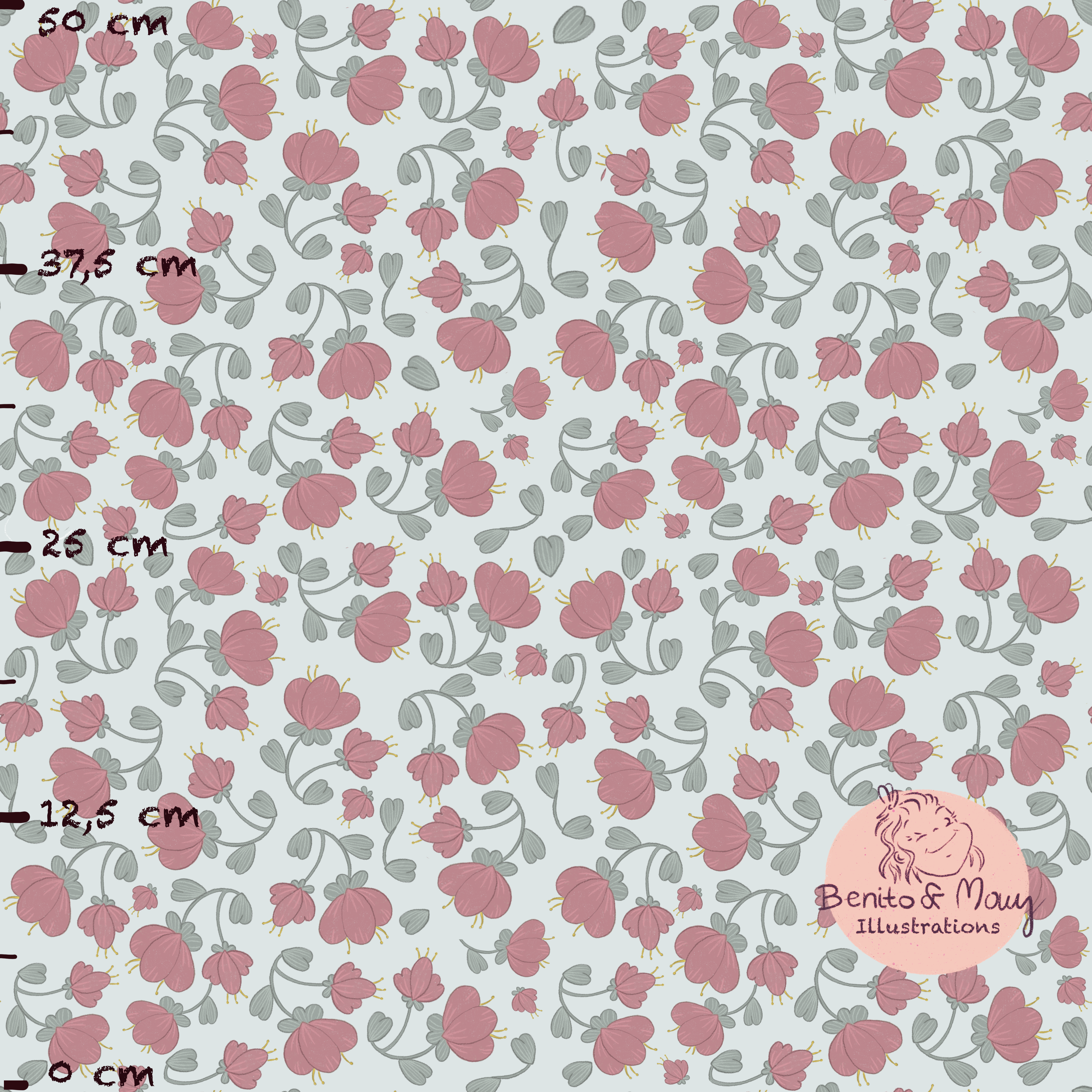 Bio Stoff - Poppy Party in türkis von Benito Und Maus Illustrations