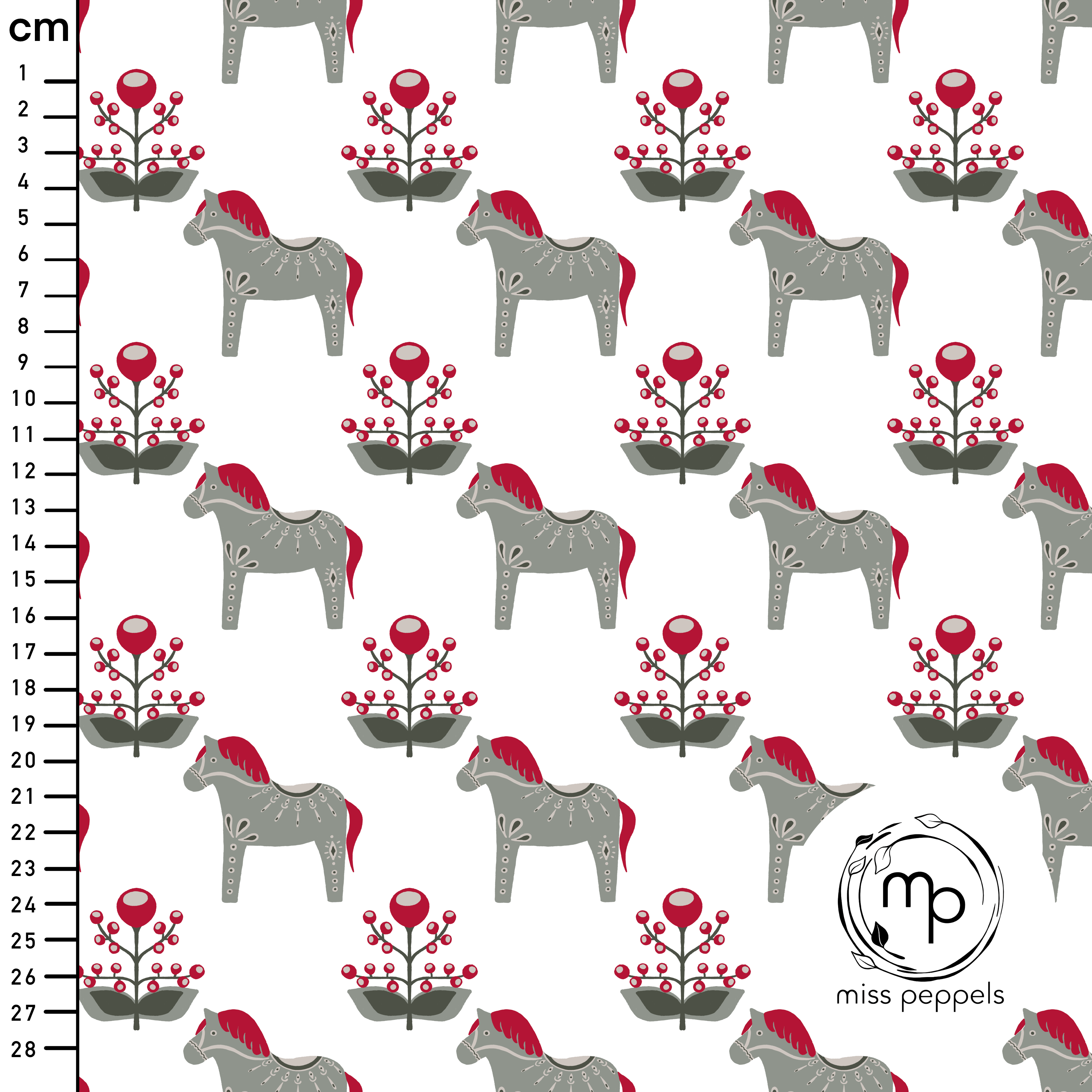 Bio Fabric - Dala gray & red